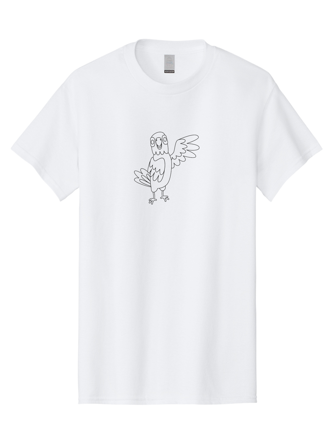 Cartoon-Parrot Men'S Graphic Tee, 100% Cotton, Comfortable Casual Summer Wear, Machine Washable, Cartoon Parrot, Bird Illustration, Simple Drawing, Cute Parrot, Children'S Coloring Page, Simple Art, Animal Drawing, Line Art Aab822