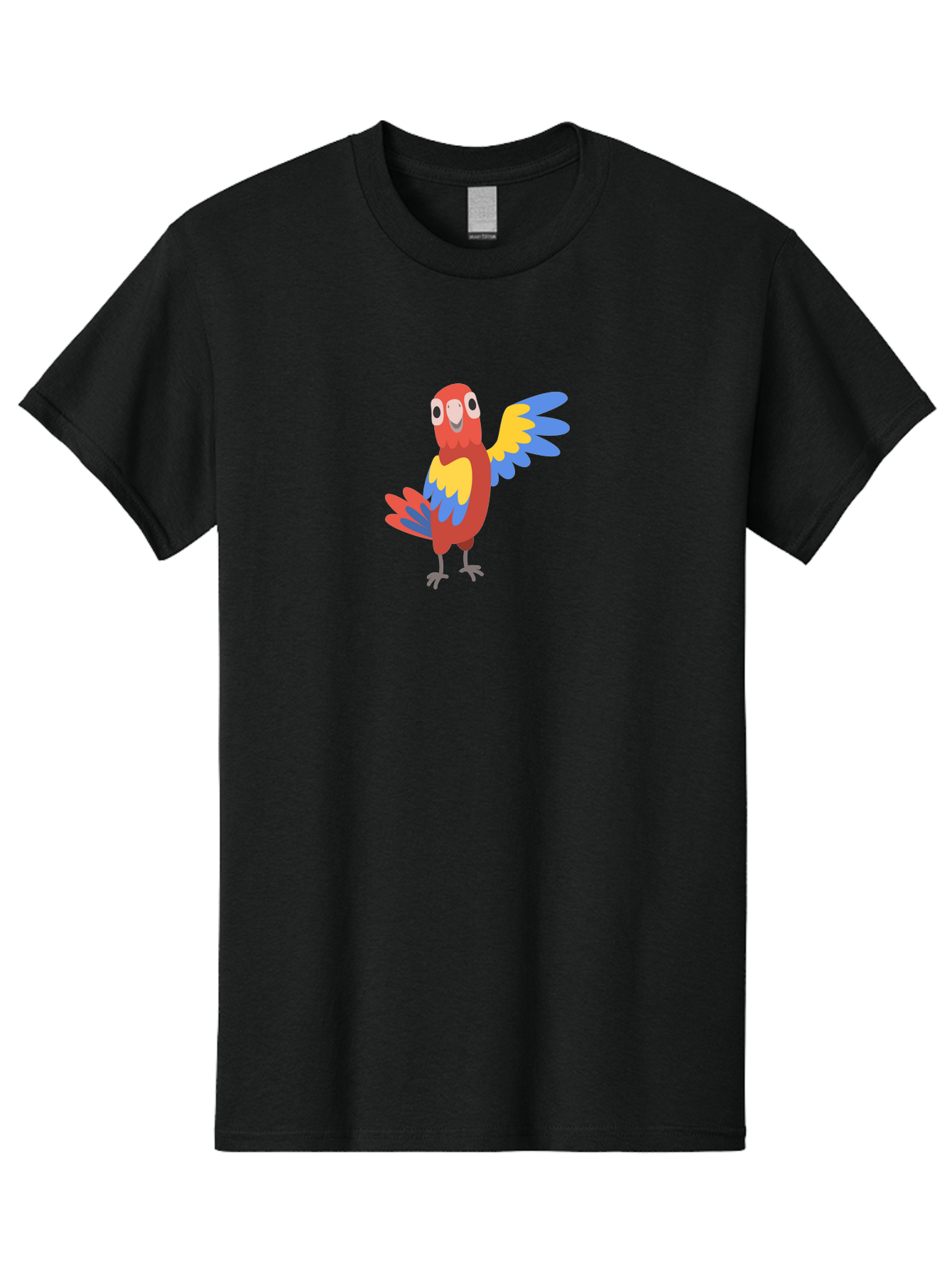 Colorful-Macaw Men'S Graphic Tee, 100% Cotton, Comfortable Casual Summer Wear, Machine Washable, Cartoon Parrot, Colorful Bird, Red, Yellow, Blue Feathers, Vibrant Plumage, Playful Design, Simple Illustration, Cartoon Character Aab823