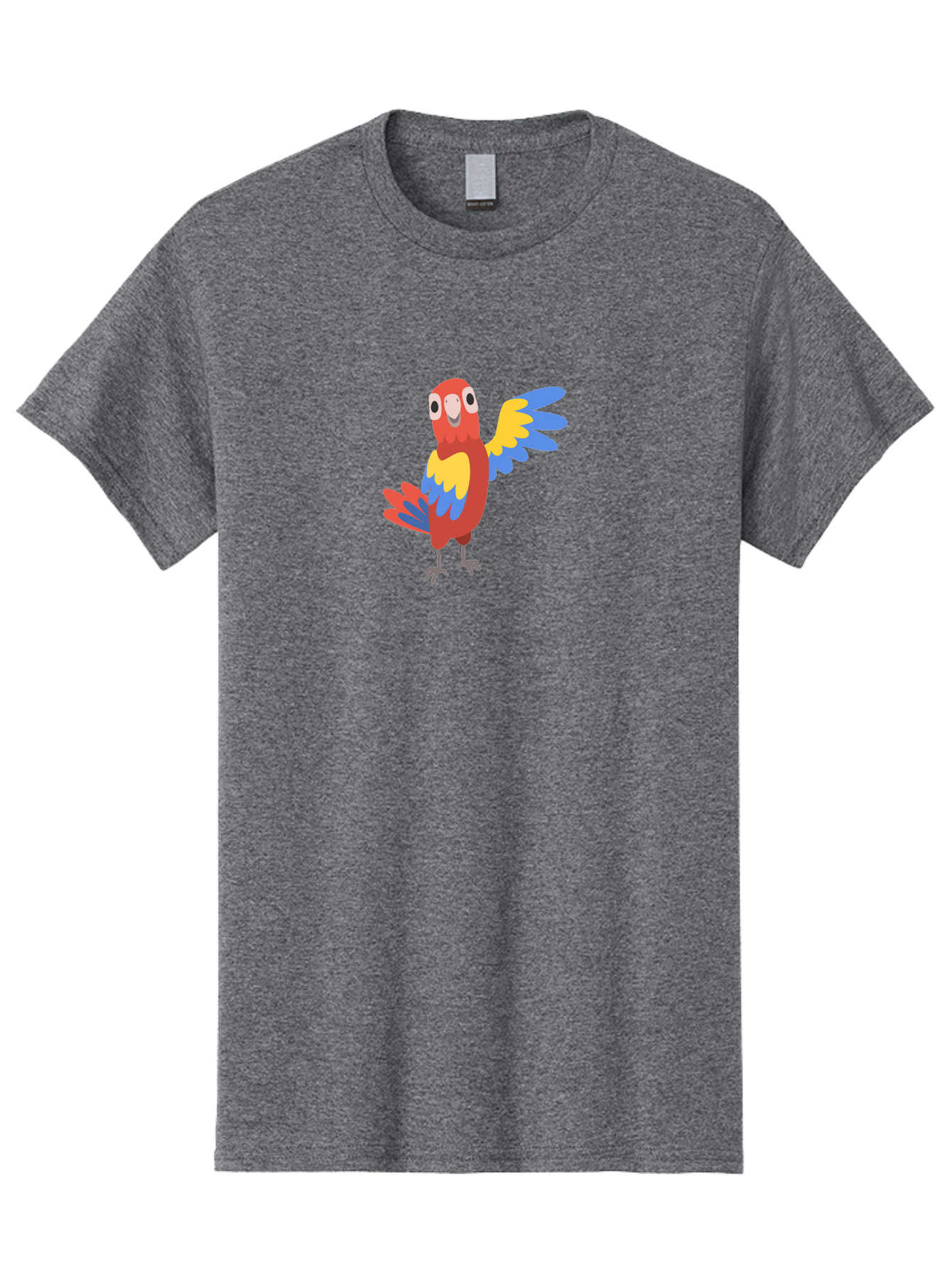 Colorful-Macaw Men'S Graphic Tee, 100% Cotton, Comfortable Casual Summer Wear, Machine Washable, Cartoon Parrot, Colorful Bird, Red, Yellow, Blue Feathers, Vibrant Plumage, Playful Design, Simple Illustration, Cartoon Character Aab823