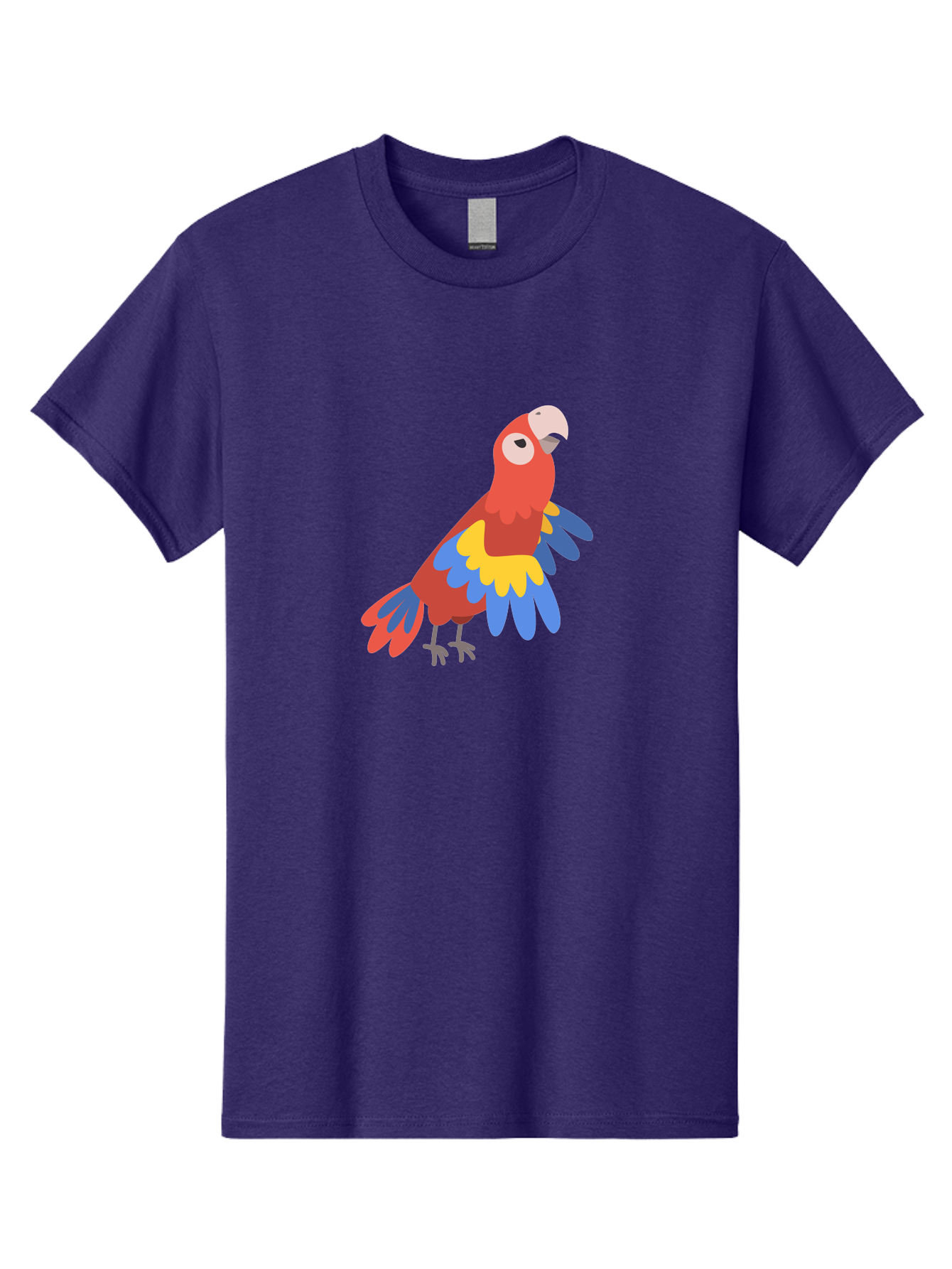 Colorful-Parrot-1 Men'S Graphic Tee, 100% Cotton, Comfortable Casual Summer Wear, Machine Washable, Colorful Parrot, Macaw Bird, Vibrant Plumage, Red, Blue, And Yellow Feathers, Tropical Bird, Cartoon Illustration, Playful Design, Aab824