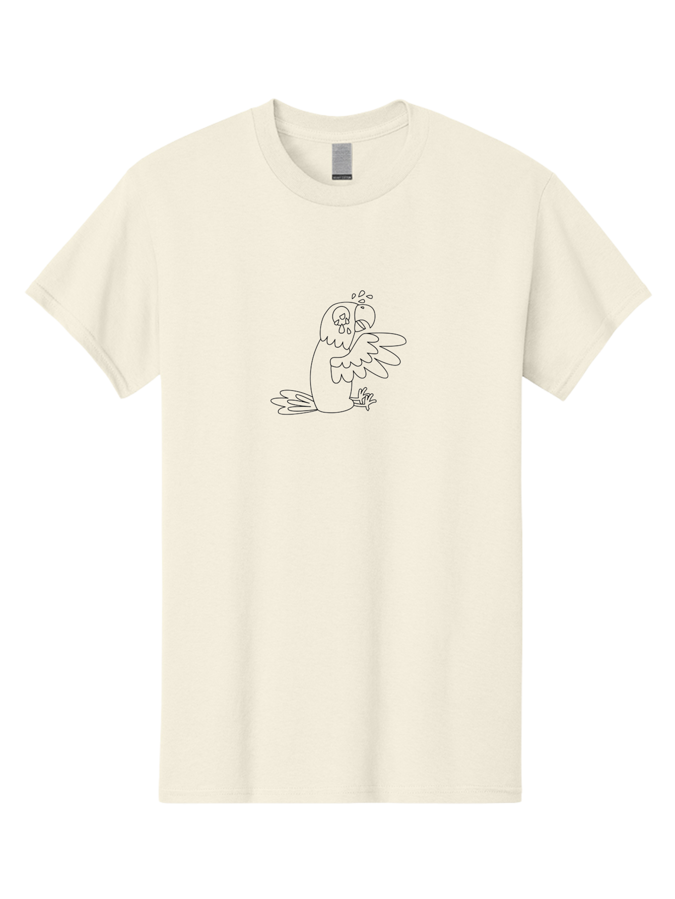 Crying-Parrot-1 Men'S Graphic Tee, 100% Cotton, Comfortable Casual Summer Wear, Machine Washable, Sad Parrot, Crying Bird, Emotional Animal, Distressed Pet, Sorrowful Creature, Tears Falling, Black And White Illustration, Simple Line Art, Aab826