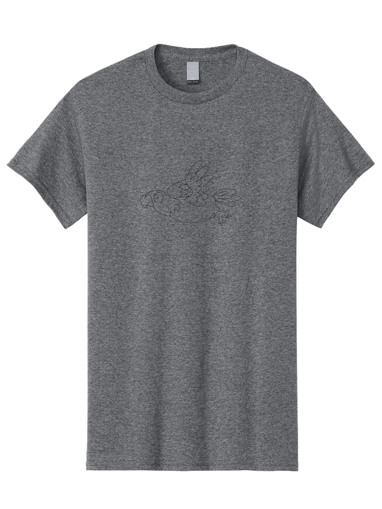 Flying-Parrot Men'S Graphic Tee, 100% Cotton, Comfortable Casual Summer Wear, Machine Washable, Parrot In Flight, Bird Flying, Simple Line Art, Minimalistic Design, Bird Outline, Coloring Page, Parrot Illustration, Winged Creature Aab829