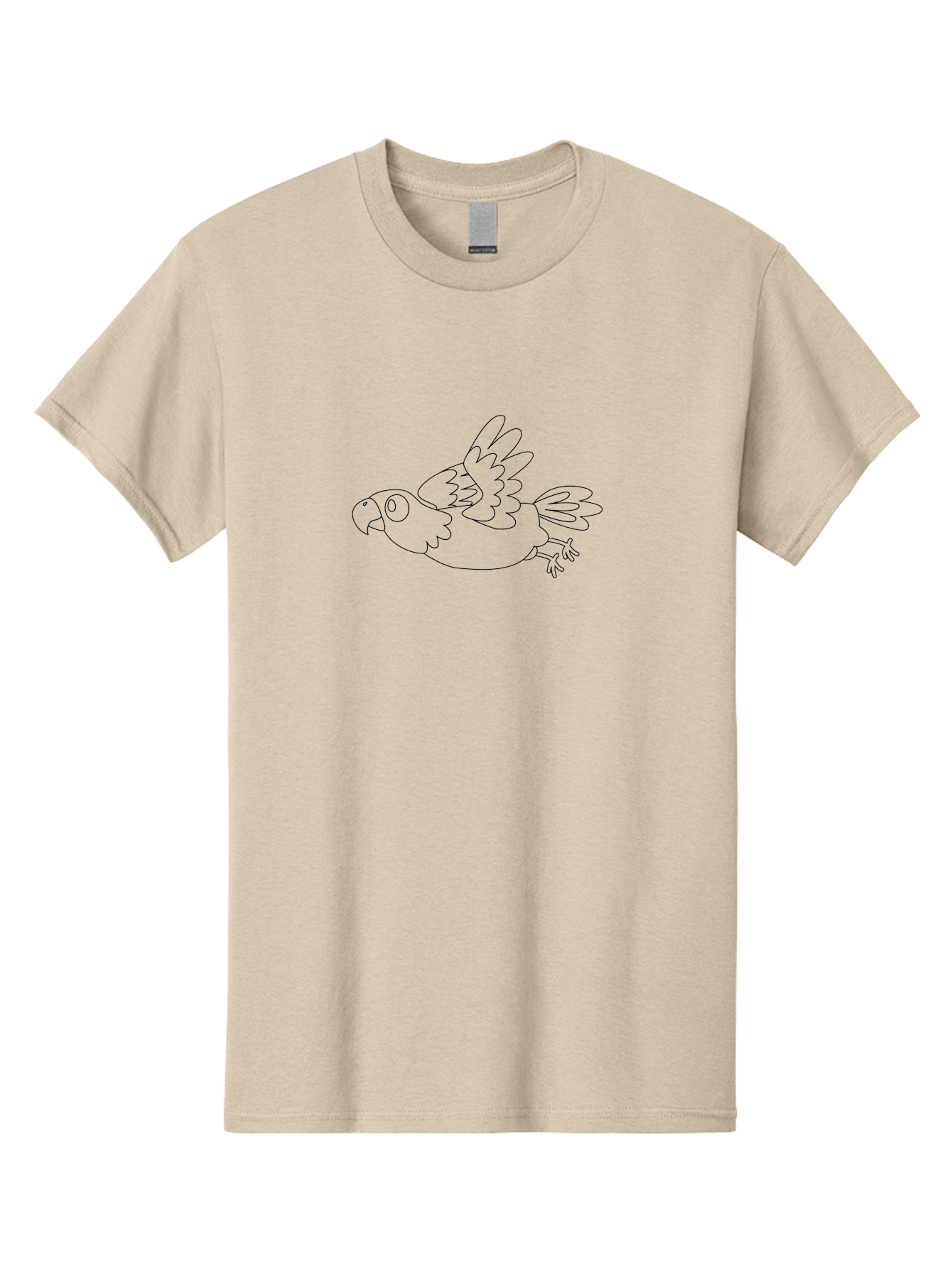 Flying-Parrot Men'S Graphic Tee, 100% Cotton, Comfortable Casual Summer Wear, Machine Washable, Parrot In Flight, Bird Flying, Simple Line Art, Minimalistic Design, Bird Outline, Coloring Page, Parrot Illustration, Winged Creature Aab829