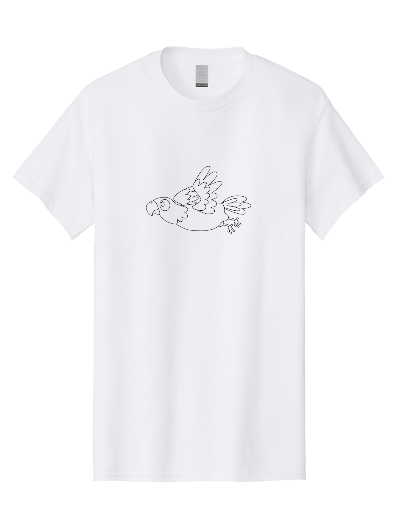 Flying-Parrot Men'S Graphic Tee, 100% Cotton, Comfortable Casual Summer Wear, Machine Washable, Parrot In Flight, Bird Flying, Simple Line Art, Minimalistic Design, Bird Outline, Coloring Page, Parrot Illustration, Winged Creature Aab829