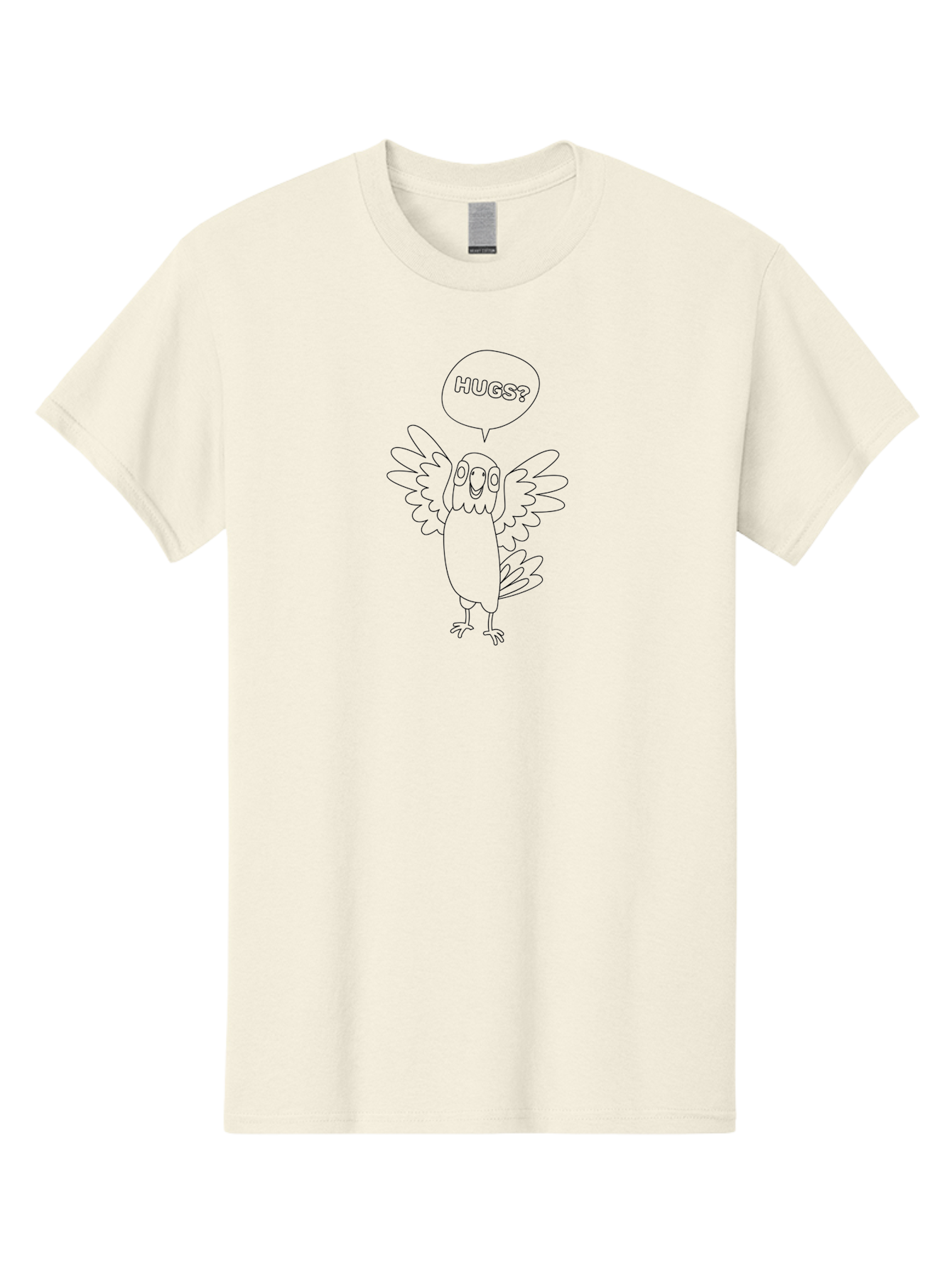 Hugs-Parrot Men'S Graphic Tee, 100% Cotton, Comfortable Casual Summer Wear, Machine Washable, Cartoon Bird, Bird Asking For Hugs, Cute Parrot, Lovable Character, Cartoon Animal, Affectionate Bird, Hugs? Aab831