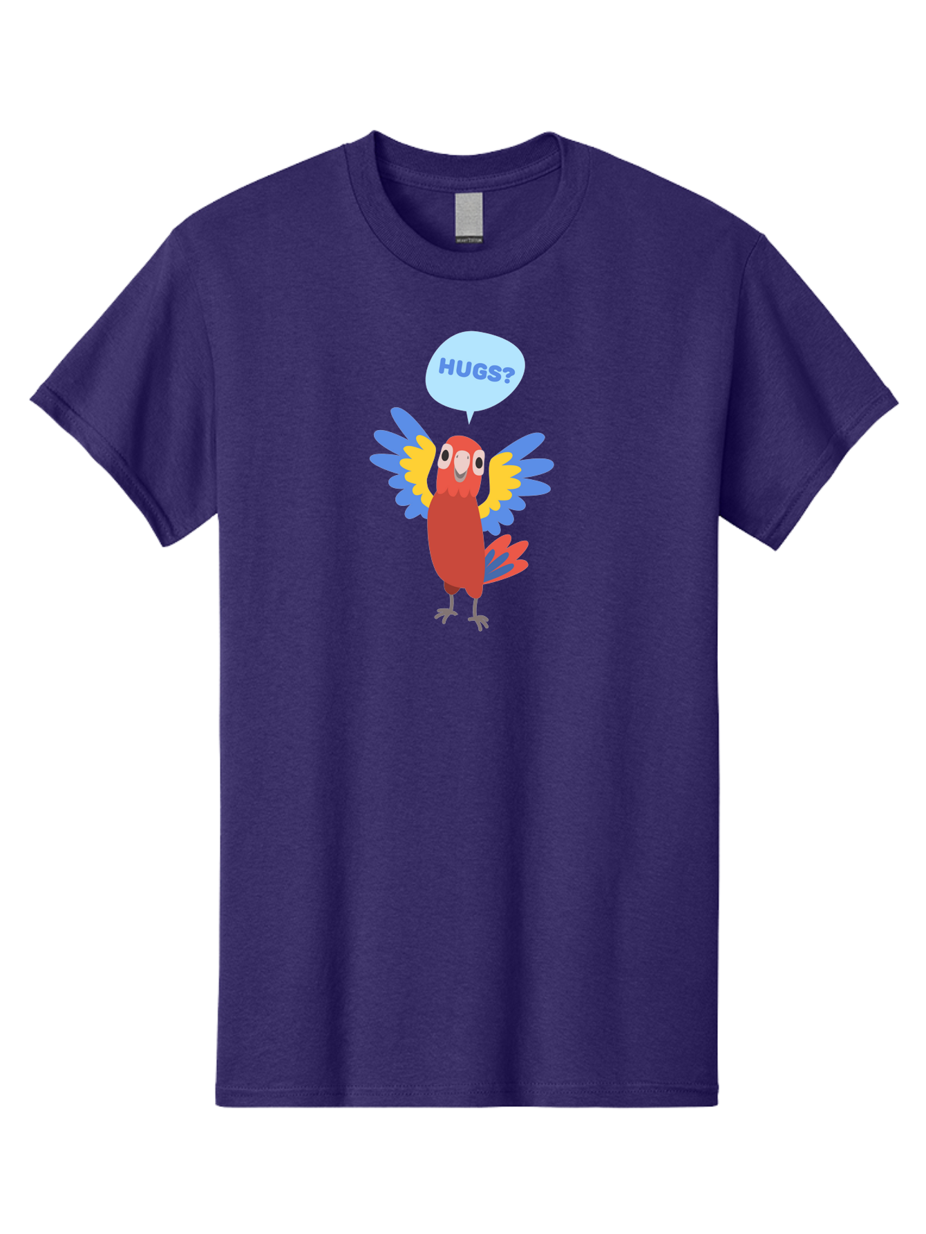 Hugs Men'S Graphic Tee, 100% Cotton, Comfortable Casual Summer Wear, Machine Washable, Cute Cartoon Parrot, Colorful Parrot, Bird Giving Hugs, Affectionate Animal, Adorable Creature, Vibrant Feathers, Friendly Parrot, Hugs, Aab832