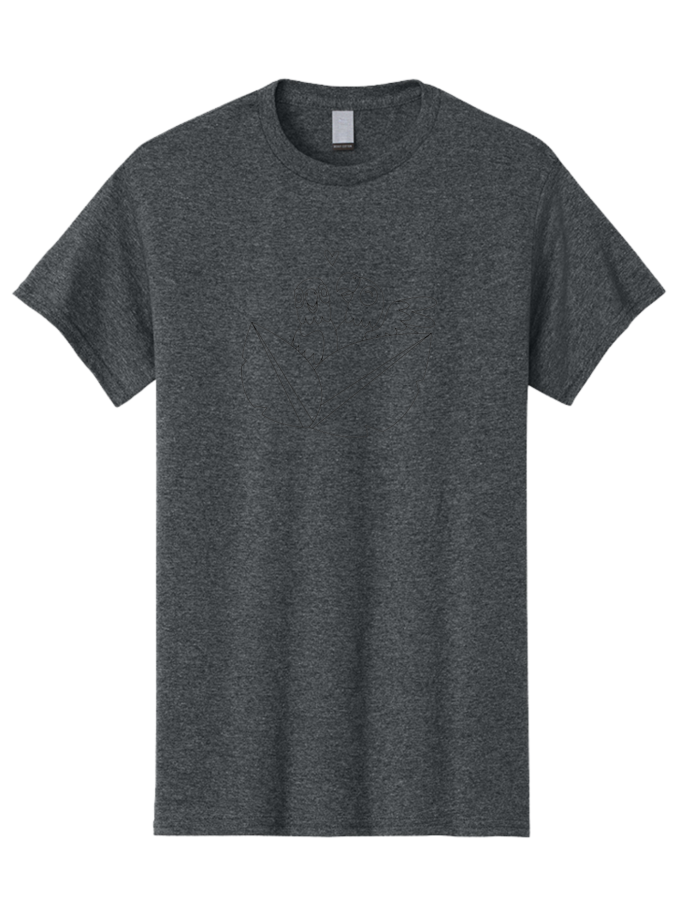 Love-Birds-1 Men'S Graphic Tee, 100% Cotton, Comfortable Casual Summer Wear, Machine Washable, Two Birds Perched On Leaves, Love Heart Symbol, Adorable Cartoon Birds, Sweet Couple, Tender Moment, Lovable Animals, Coloring Page Art Aab834