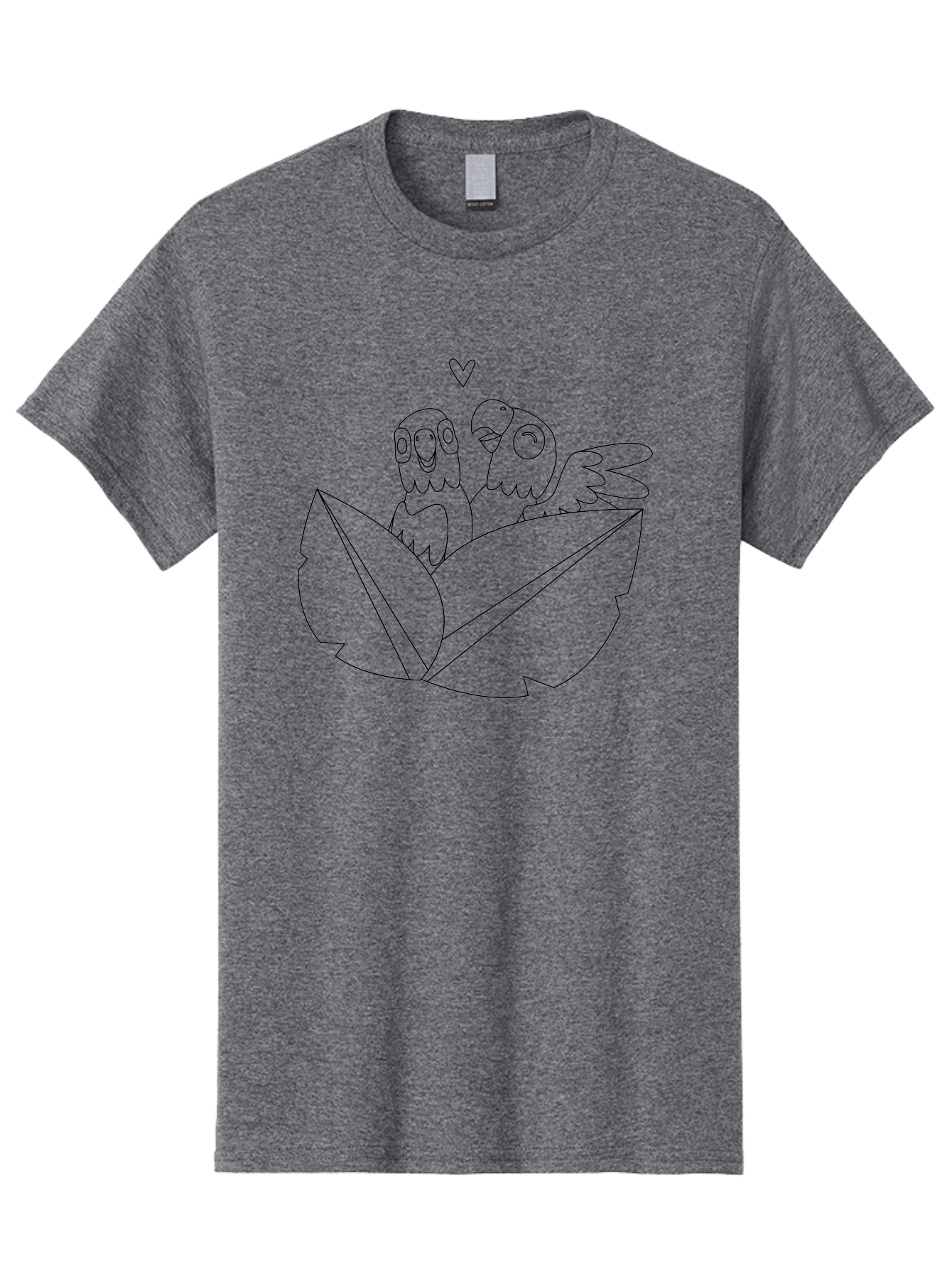 Love-Parrots Men'S Graphic Tee, 100% Cotton, Comfortable Casual Summer Wear, Machine Washable, Love Birds, Parrot Couple, Heart Symbol, Cute Animals, Bird Illustrations, Tropical Birds, Cartoon Parrots, Adorable Parrots, Nature Graphics Aab836