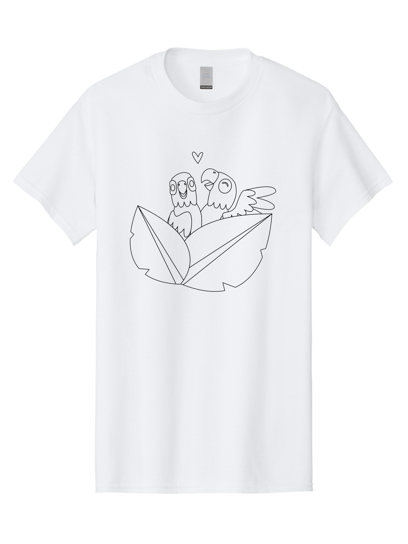 Love-Parrots Men'S Graphic Tee, 100% Cotton, Comfortable Casual Summer Wear, Machine Washable, Love Birds, Parrot Couple, Heart Symbol, Cute Animals, Bird Illustrations, Tropical Birds, Cartoon Parrots, Adorable Parrots, Nature Graphics Aab836