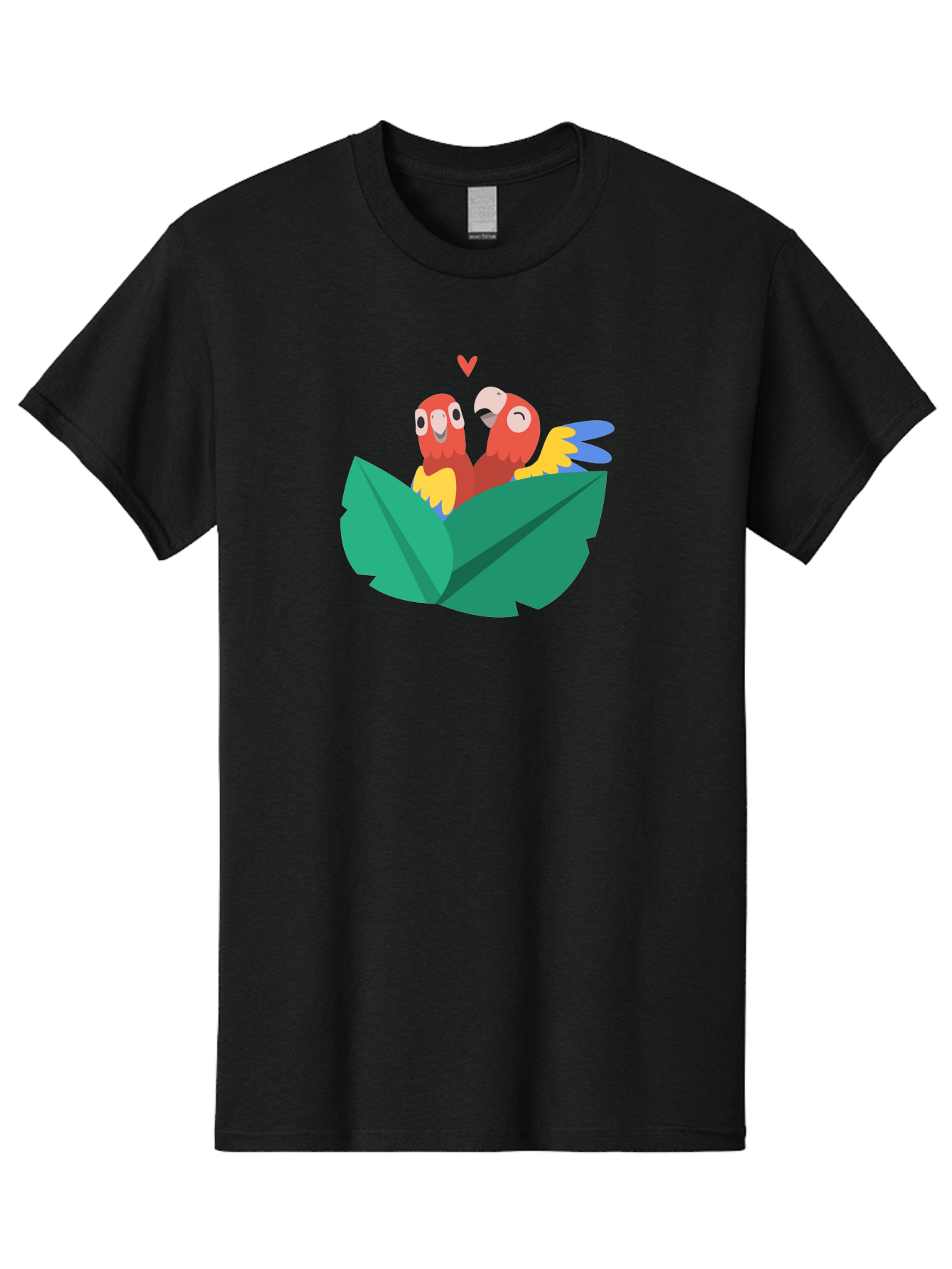 Lovebirds-Parrots Men'S Graphic Tee, 100% Cotton, Comfortable Casual Summer Wear, Machine Washable, Two Parrots, Red Parrots, Yellow And Blue Wings, Love Birds, Cartoon Parrots, Parrot Couple, Parrot Love, Bird Lovers Aab837