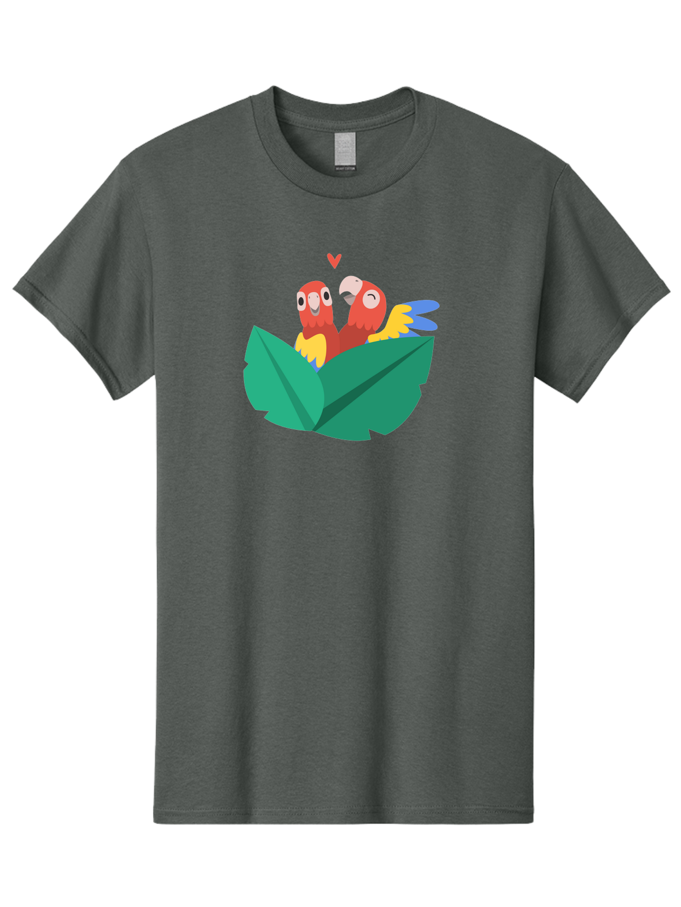 Lovebirds-Parrots Men'S Graphic Tee, 100% Cotton, Comfortable Casual Summer Wear, Machine Washable, Two Parrots, Red Parrots, Yellow And Blue Wings, Love Birds, Cartoon Parrots, Parrot Couple, Parrot Love, Bird Lovers Aab837