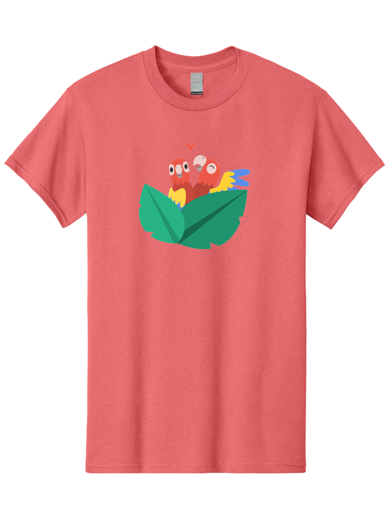 Lovebirds-Parrots Men'S Graphic Tee, 100% Cotton, Comfortable Casual Summer Wear, Machine Washable, Two Parrots, Red Parrots, Yellow And Blue Wings, Love Birds, Cartoon Parrots, Parrot Couple, Parrot Love, Bird Lovers Aab837