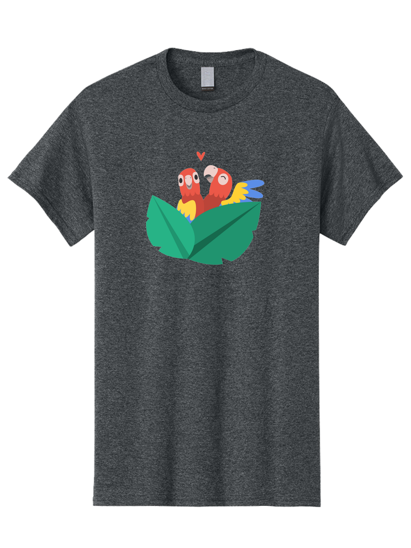 Lovebirds-Parrots Men'S Graphic Tee, 100% Cotton, Comfortable Casual Summer Wear, Machine Washable, Two Parrots, Red Parrots, Yellow And Blue Wings, Love Birds, Cartoon Parrots, Parrot Couple, Parrot Love, Bird Lovers Aab837