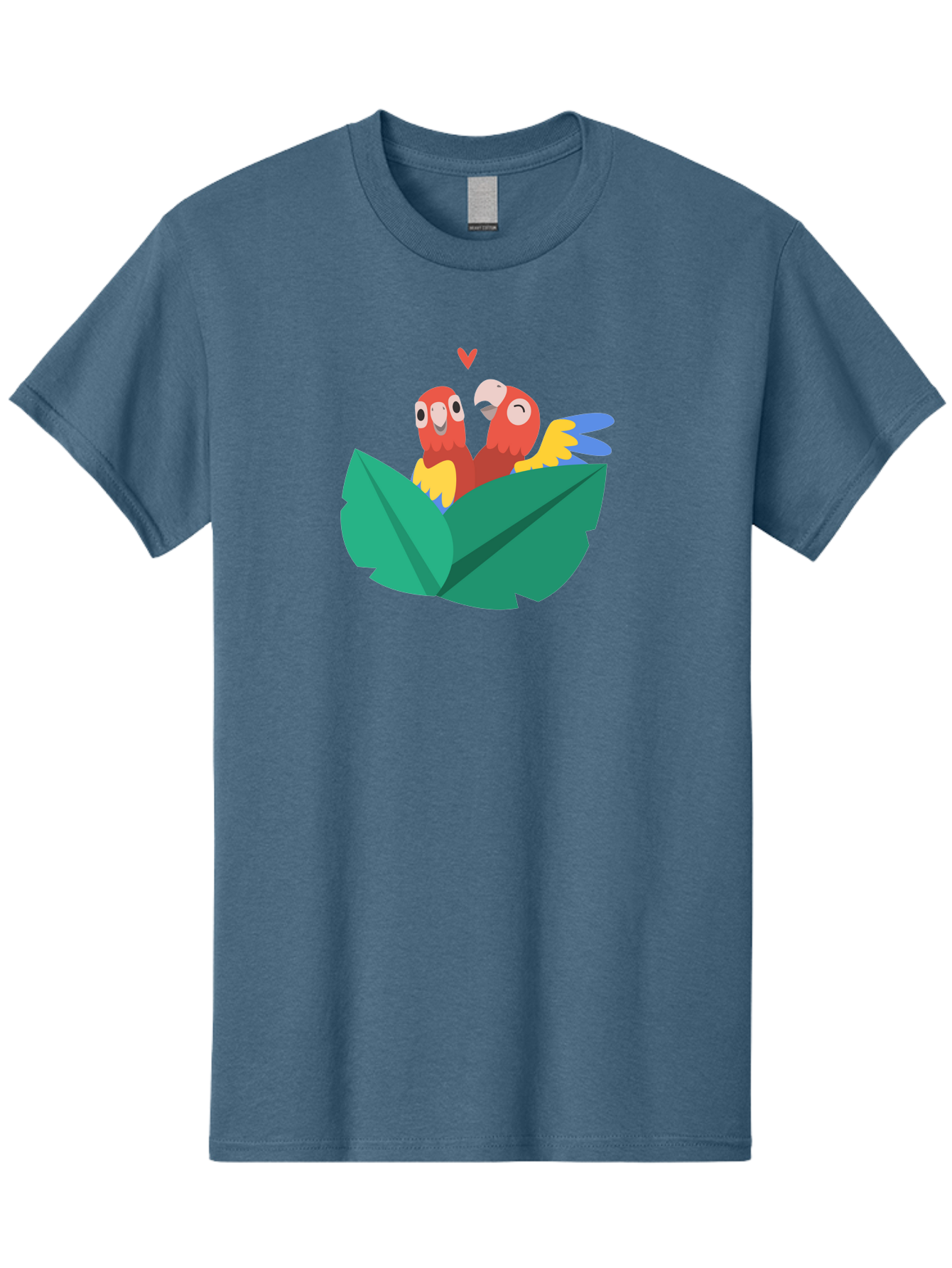 Lovebirds-Parrots Men'S Graphic Tee, 100% Cotton, Comfortable Casual Summer Wear, Machine Washable, Two Parrots, Red Parrots, Yellow And Blue Wings, Love Birds, Cartoon Parrots, Parrot Couple, Parrot Love, Bird Lovers Aab837