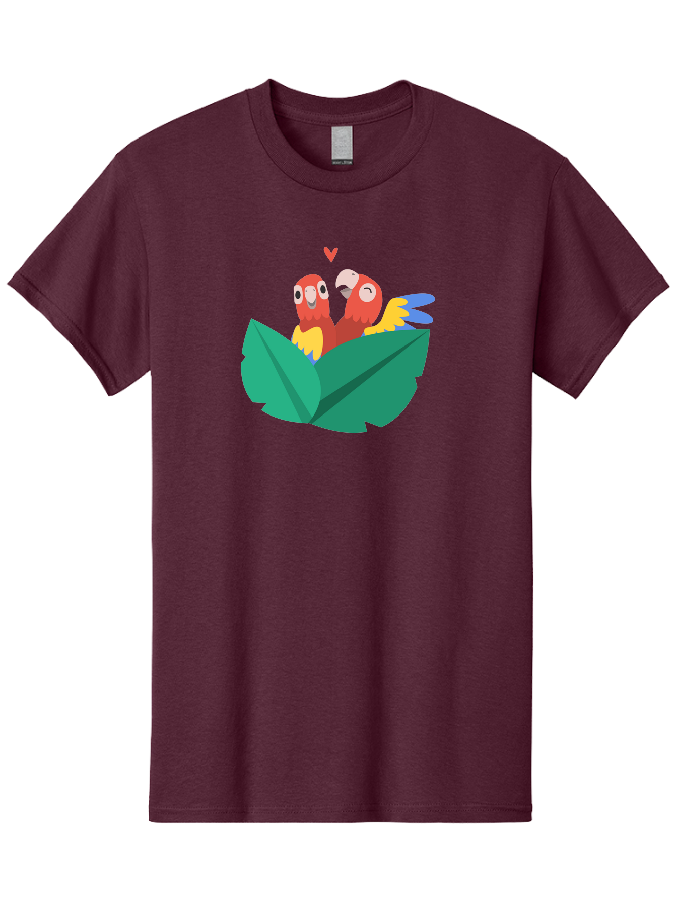 Lovebirds-Parrots Men'S Graphic Tee, 100% Cotton, Comfortable Casual Summer Wear, Machine Washable, Two Parrots, Red Parrots, Yellow And Blue Wings, Love Birds, Cartoon Parrots, Parrot Couple, Parrot Love, Bird Lovers Aab837
