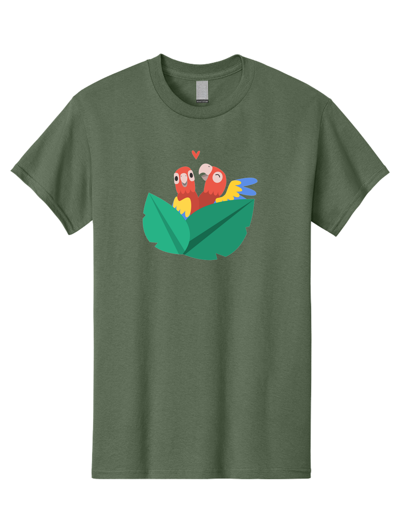 Lovebirds-Parrots Men'S Graphic Tee, 100% Cotton, Comfortable Casual Summer Wear, Machine Washable, Two Parrots, Red Parrots, Yellow And Blue Wings, Love Birds, Cartoon Parrots, Parrot Couple, Parrot Love, Bird Lovers Aab837