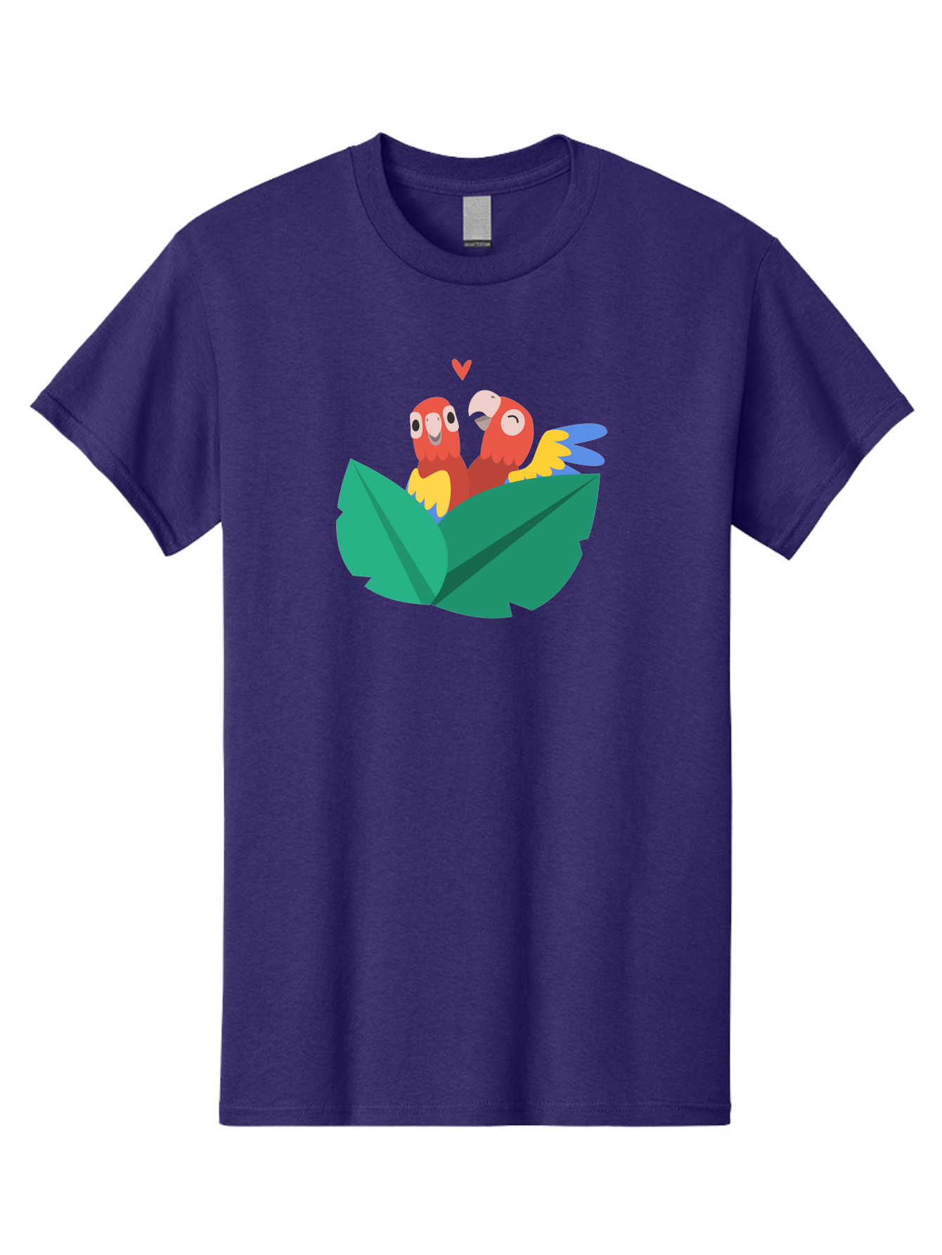 Lovebirds-Parrots Men'S Graphic Tee, 100% Cotton, Comfortable Casual Summer Wear, Machine Washable, Two Parrots, Red Parrots, Yellow And Blue Wings, Love Birds, Cartoon Parrots, Parrot Couple, Parrot Love, Bird Lovers Aab837
