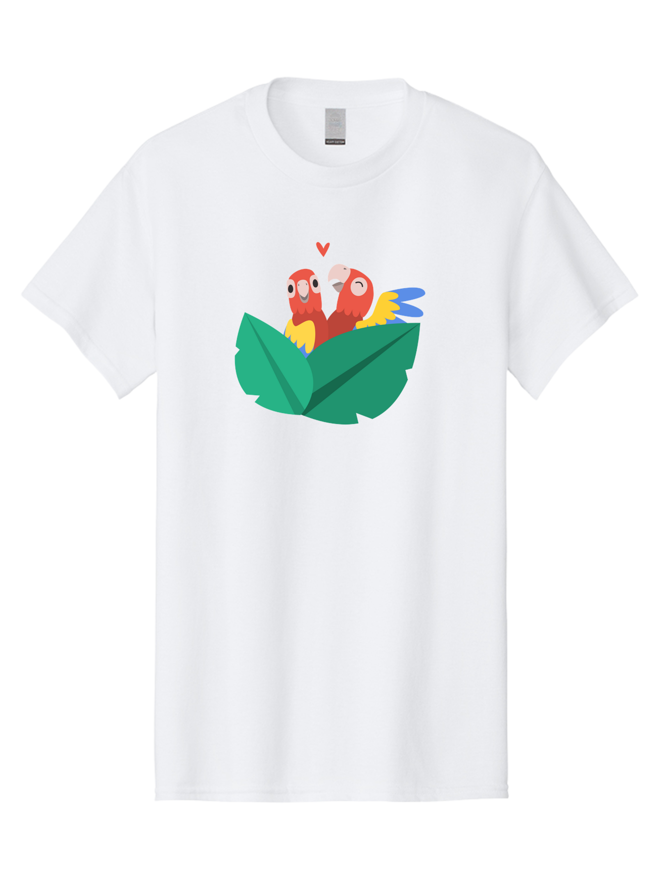 Lovebirds-Parrots Men'S Graphic Tee, 100% Cotton, Comfortable Casual Summer Wear, Machine Washable, Two Parrots, Red Parrots, Yellow And Blue Wings, Love Birds, Cartoon Parrots, Parrot Couple, Parrot Love, Bird Lovers Aab837
