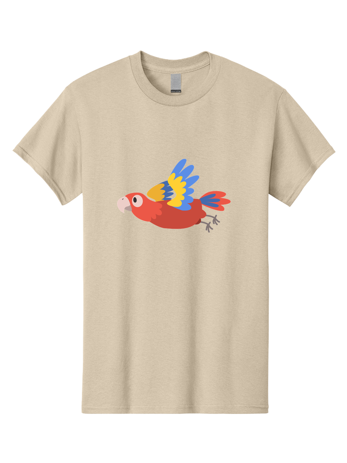 Macaw-1 Men'S Graphic Tee, 100% Cotton, Comfortable Casual Summer Wear, Machine Washable, Red, Blue And Yellow Macaw, Colorful Parrot, Vibrant Plumage, Tropical Bird, Cartoon Style, Flying Macaw, Parrot Illustration Aab838