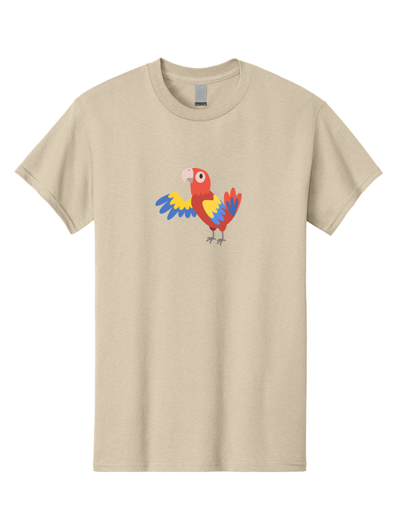 Macaw Men'S Graphic Tee, 100% Cotton, Comfortable Casual Summer Wear, Machine Washable, Colorful Parrot, Vibrant Red And Blue And Yellow Feathers, Cartoon Bird, Tropical Animal, Exotic Pet, Playful Creature Aab840