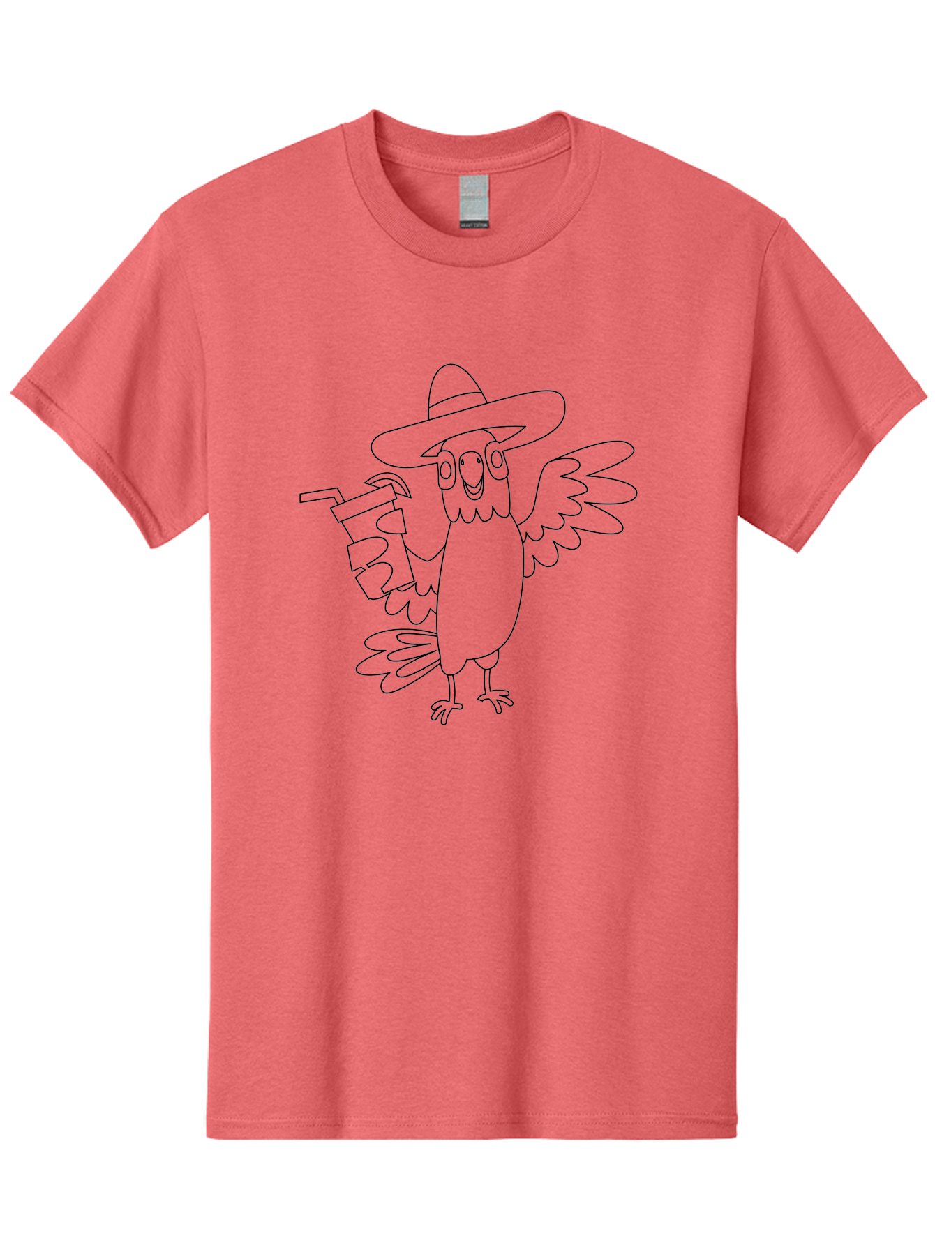 Owl-Drinking Men'S Graphic Tee, 100% Cotton, Comfortable Casual Summer Wear, Machine Washable, Funny Crow, Crow Illustration, Cartoonish Style, Character Design, Quirky Art, Bird With Hat, Drink In Hand, Whimsical, Stylized Art Aab843
