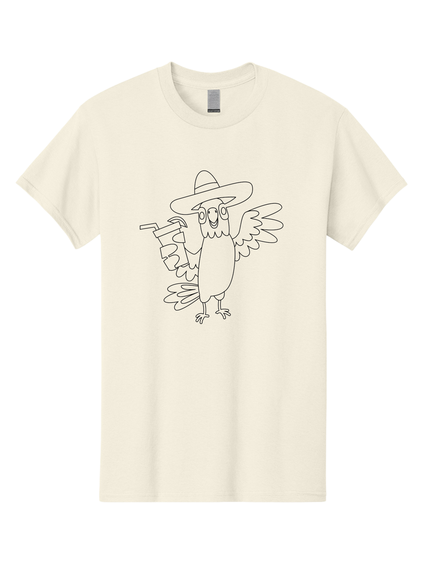 Owl-Drinking Men'S Graphic Tee, 100% Cotton, Comfortable Casual Summer Wear, Machine Washable, Funny Crow, Crow Illustration, Cartoonish Style, Character Design, Quirky Art, Bird With Hat, Drink In Hand, Whimsical, Stylized Art Aab843