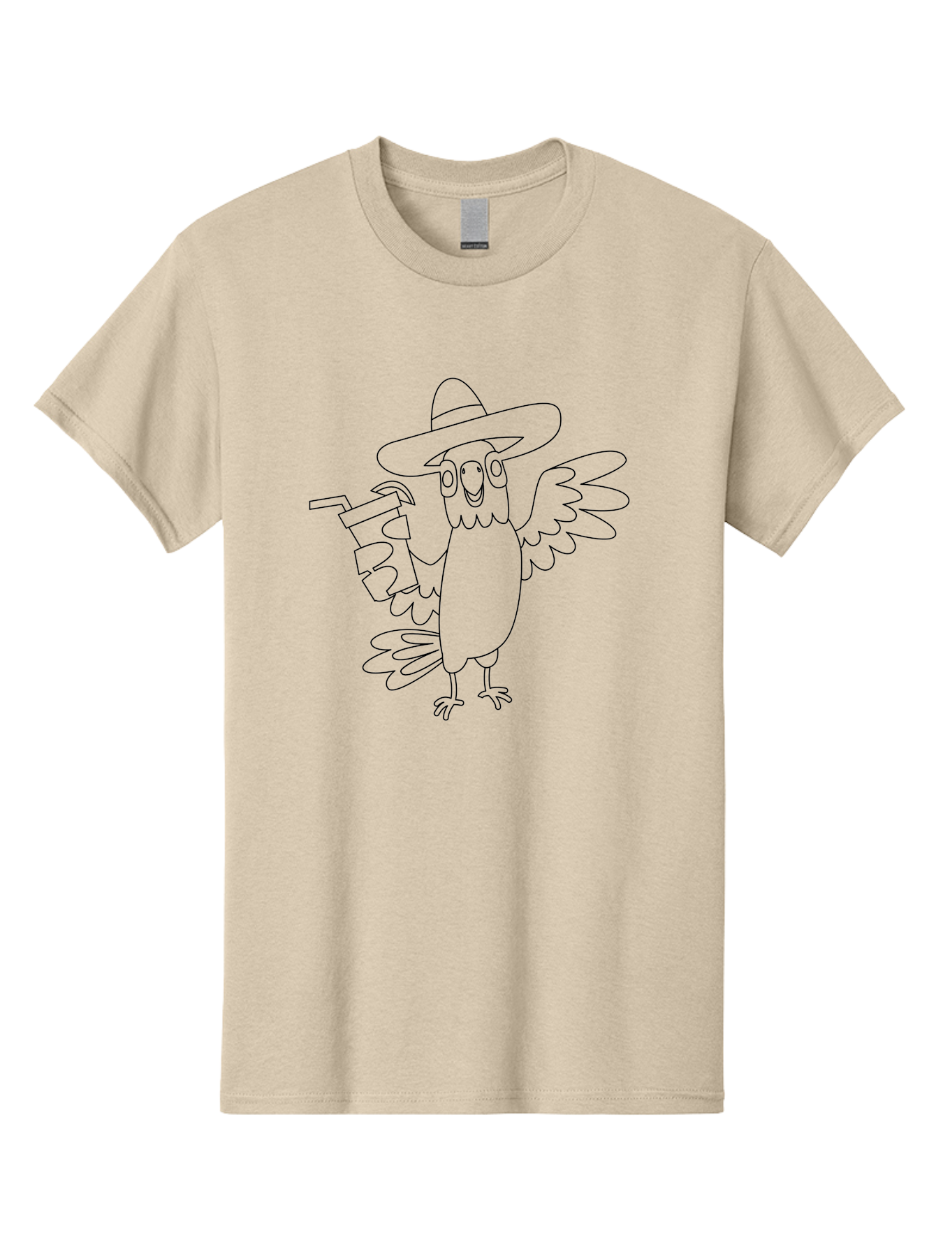 Owl-Drinking Men'S Graphic Tee, 100% Cotton, Comfortable Casual Summer Wear, Machine Washable, Funny Crow, Crow Illustration, Cartoonish Style, Character Design, Quirky Art, Bird With Hat, Drink In Hand, Whimsical, Stylized Art Aab843