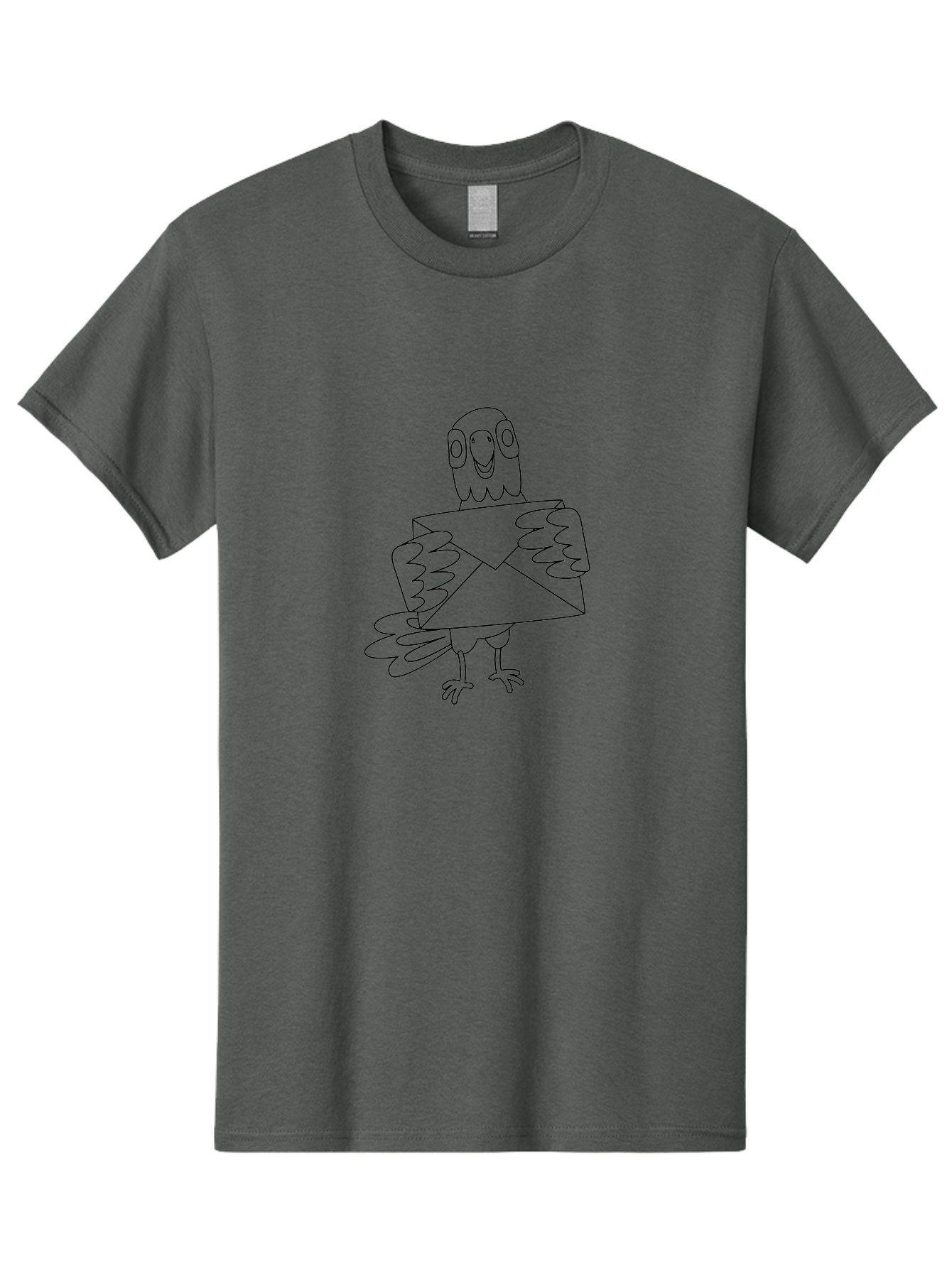 Owl-Holding-Envelope Men'S Graphic Tee, 100% Cotton, Comfortable Casual Summer Wear, Machine Washable, Cartoon Parrot, Envelope Delivery, Happy Bird, Quirky Illustration, Mail Service, Funny Animal, Simple Design, Cute Character, Aab844