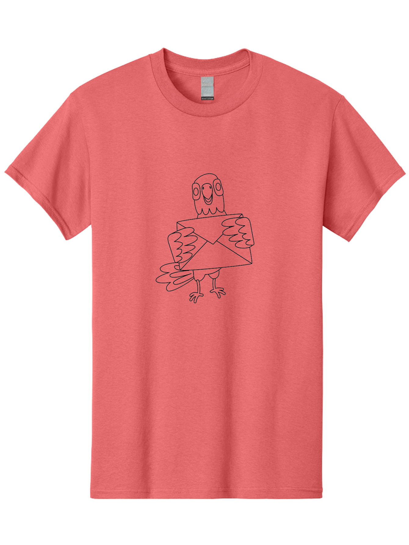 Owl-Holding-Envelope Men'S Graphic Tee, 100% Cotton, Comfortable Casual Summer Wear, Machine Washable, Cartoon Parrot, Envelope Delivery, Happy Bird, Quirky Illustration, Mail Service, Funny Animal, Simple Design, Cute Character, Aab844