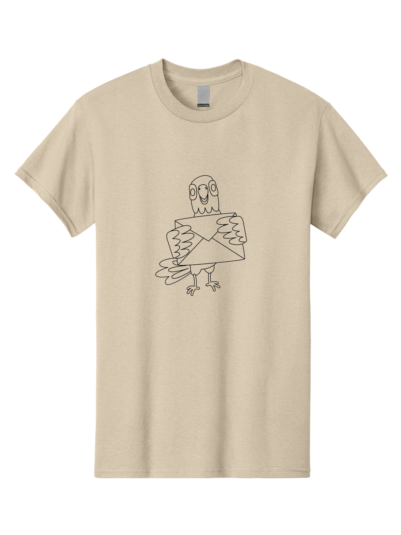 Owl-Holding-Envelope Men'S Graphic Tee, 100% Cotton, Comfortable Casual Summer Wear, Machine Washable, Cartoon Parrot, Envelope Delivery, Happy Bird, Quirky Illustration, Mail Service, Funny Animal, Simple Design, Cute Character, Aab844