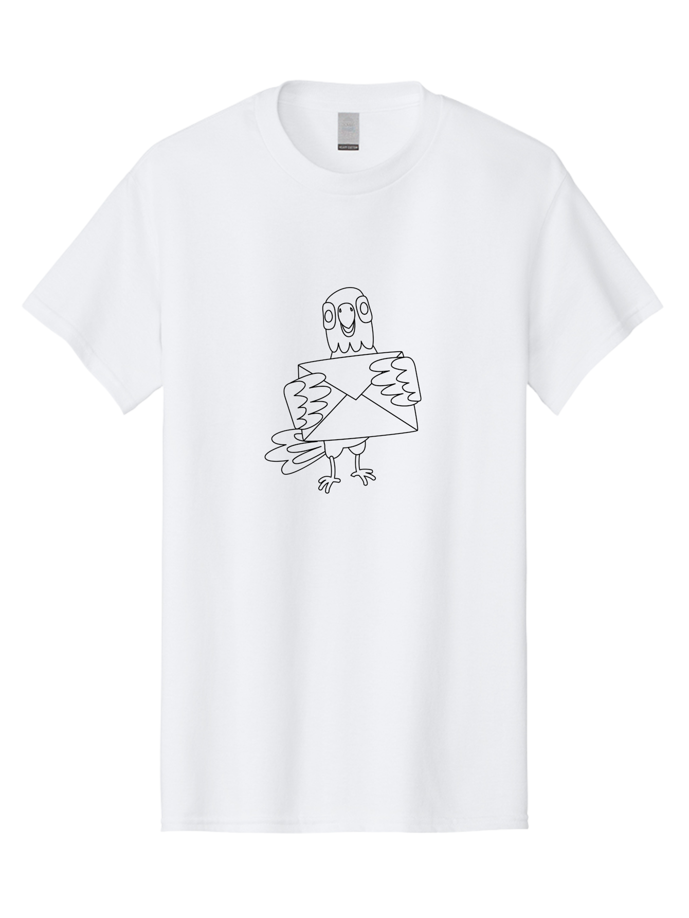 Owl-Holding-Envelope Men'S Graphic Tee, 100% Cotton, Comfortable Casual Summer Wear, Machine Washable, Cartoon Parrot, Envelope Delivery, Happy Bird, Quirky Illustration, Mail Service, Funny Animal, Simple Design, Cute Character, Aab844