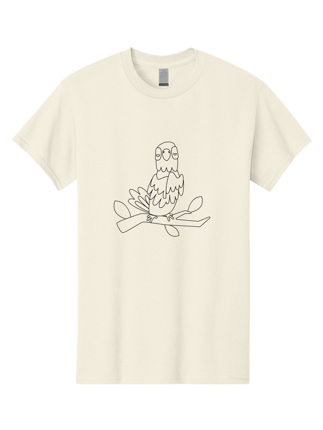 Owl-On-Branch-1 Men'S Graphic Tee, 100% Cotton, Comfortable Casual Summer Wear, Machine Washable, Owl Perched On Branch, Leaves, Simple Line Art, Minimalist Design, Nature-Inspired, Bird Illustration, Wildlife Art, Cartoon Style Aab845