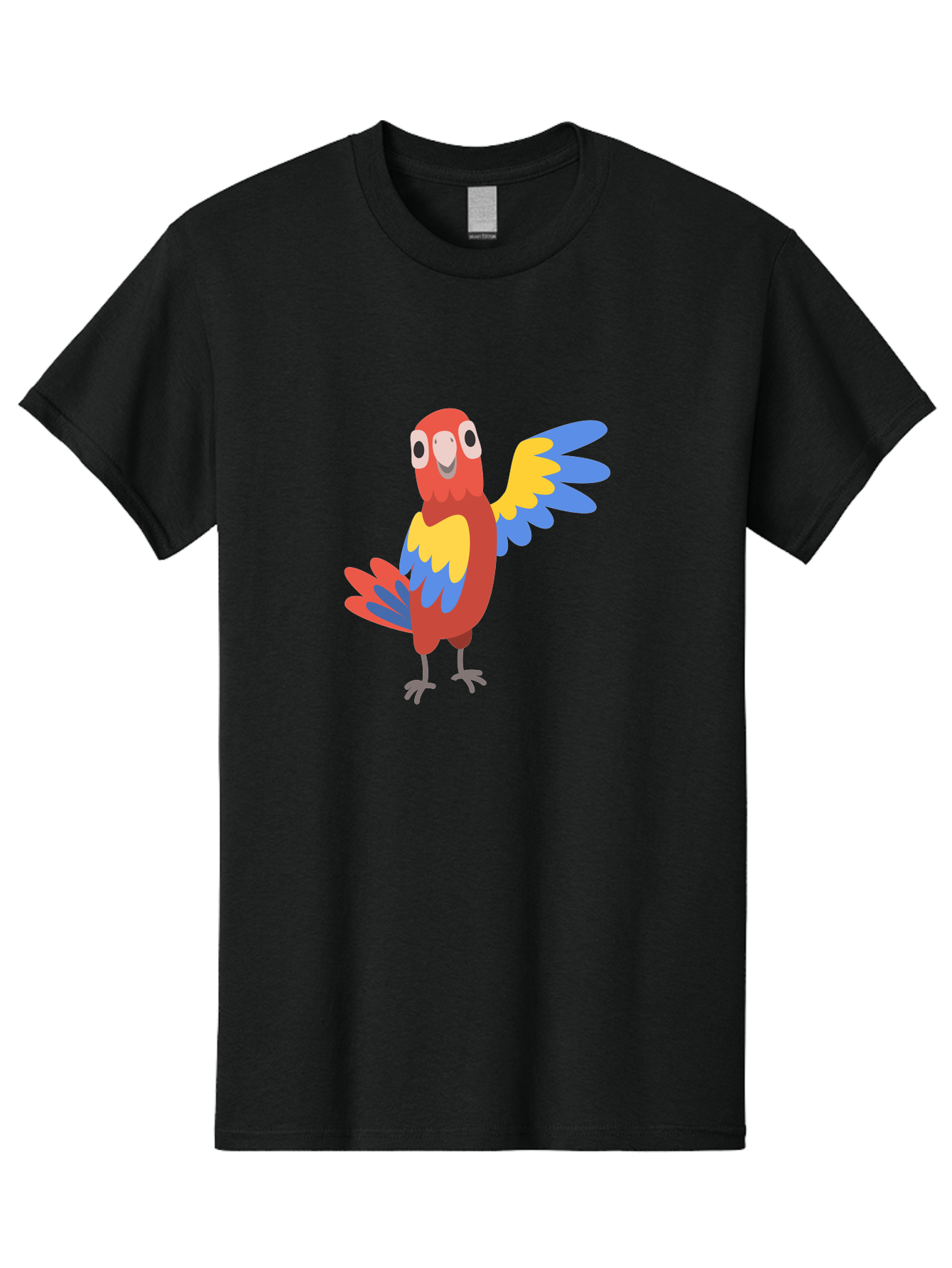 Parrot-1 Men'S Graphic Tee, 100% Cotton, Comfortable Casual Summer Wear, Machine Washable, Colorful Parrot, Cartoon Bird, Vibrant Red, Yellow, Blue Hues, Playful Wings, Happy Expression, Animated Character, Whimsical Design, Quirky Style Aab847