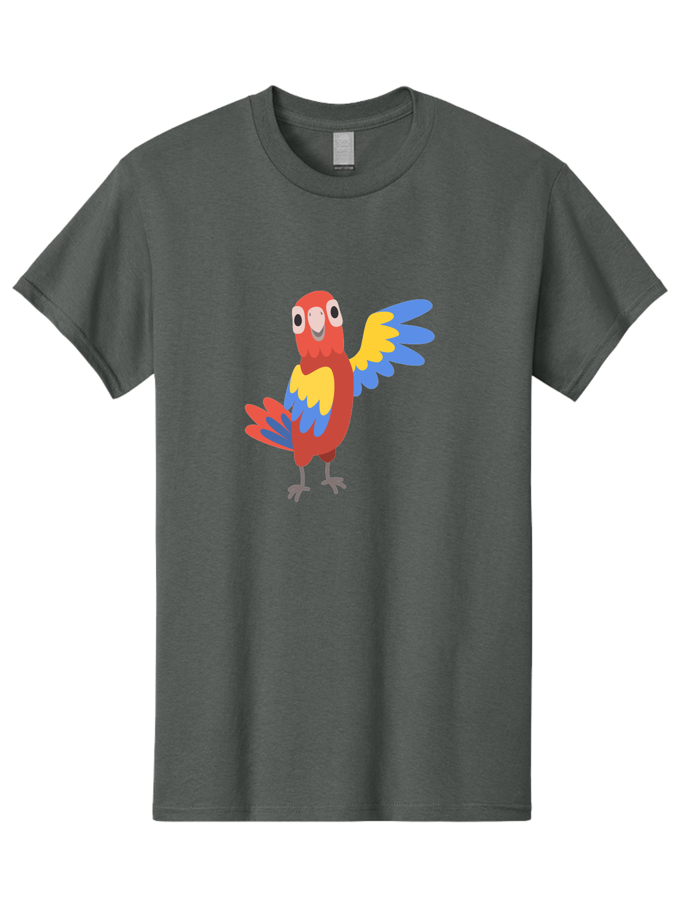 Parrot-1 Men'S Graphic Tee, 100% Cotton, Comfortable Casual Summer Wear, Machine Washable, Colorful Parrot, Cartoon Bird, Vibrant Red, Yellow, Blue Hues, Playful Wings, Happy Expression, Animated Character, Whimsical Design, Quirky Style Aab847