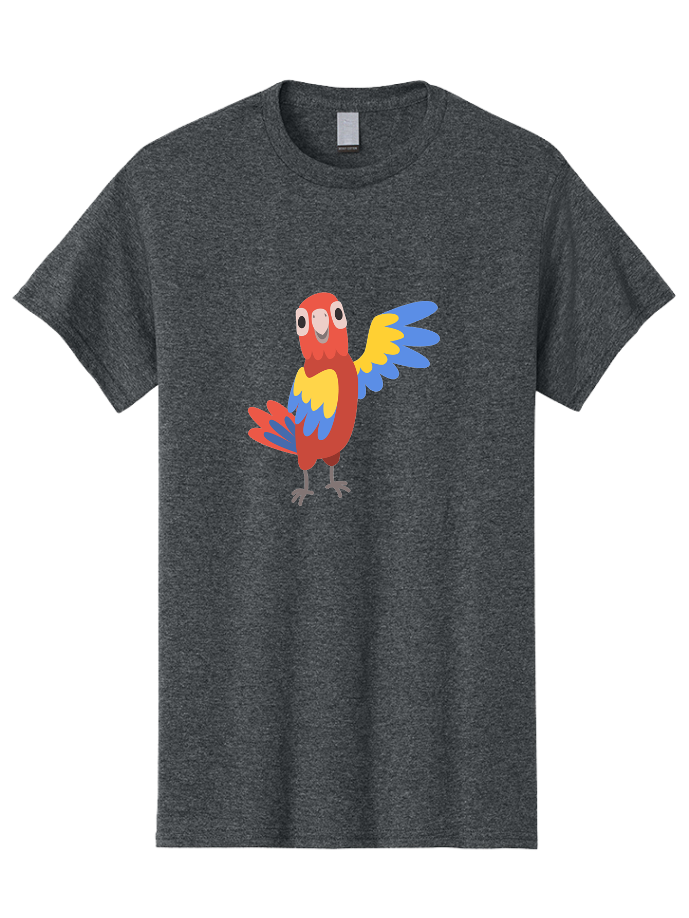 Parrot-1 Men'S Graphic Tee, 100% Cotton, Comfortable Casual Summer Wear, Machine Washable, Colorful Parrot, Cartoon Bird, Vibrant Red, Yellow, Blue Hues, Playful Wings, Happy Expression, Animated Character, Whimsical Design, Quirky Style Aab847