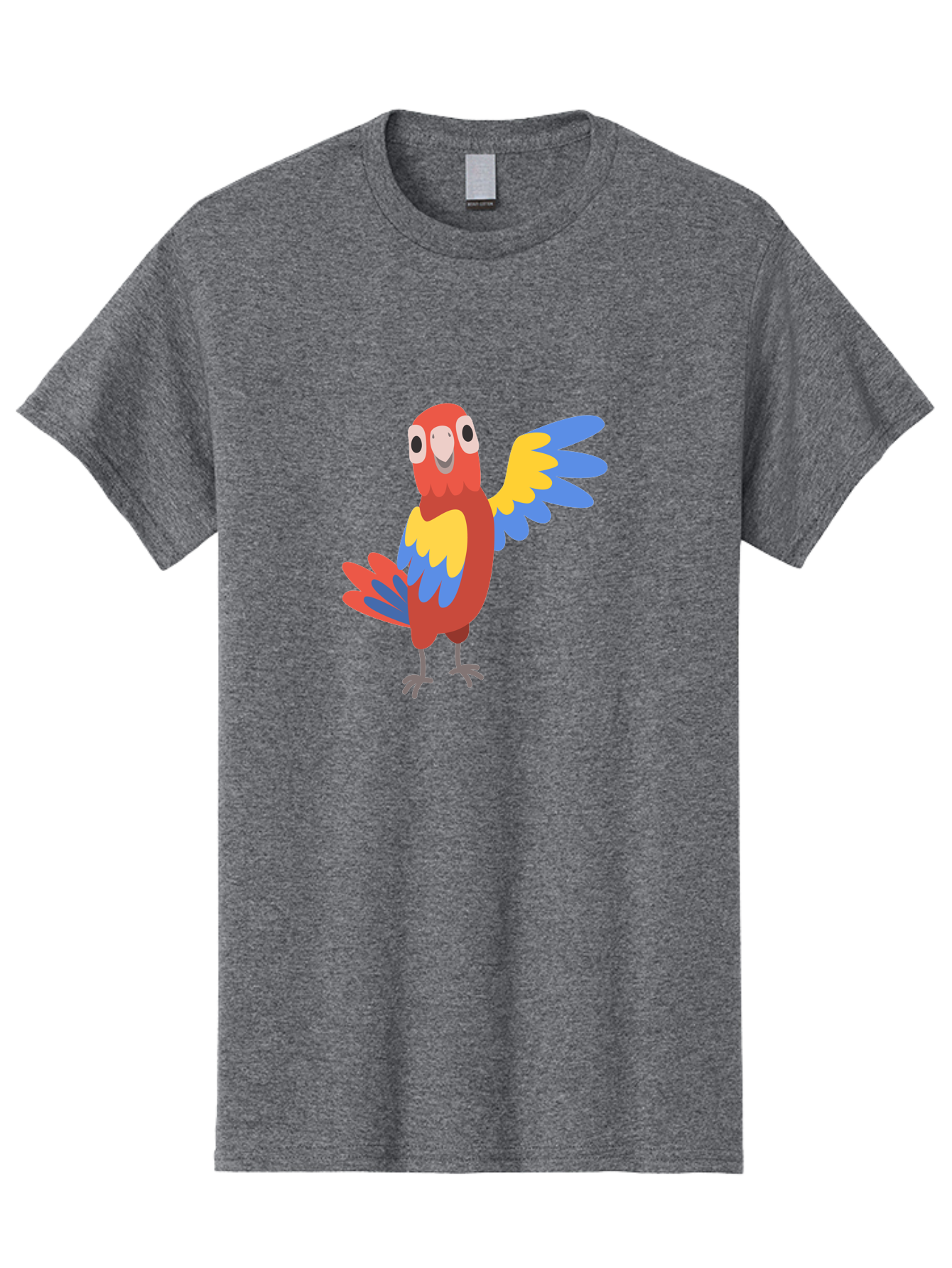 Parrot-1 Men'S Graphic Tee, 100% Cotton, Comfortable Casual Summer Wear, Machine Washable, Colorful Parrot, Cartoon Bird, Vibrant Red, Yellow, Blue Hues, Playful Wings, Happy Expression, Animated Character, Whimsical Design, Quirky Style Aab847