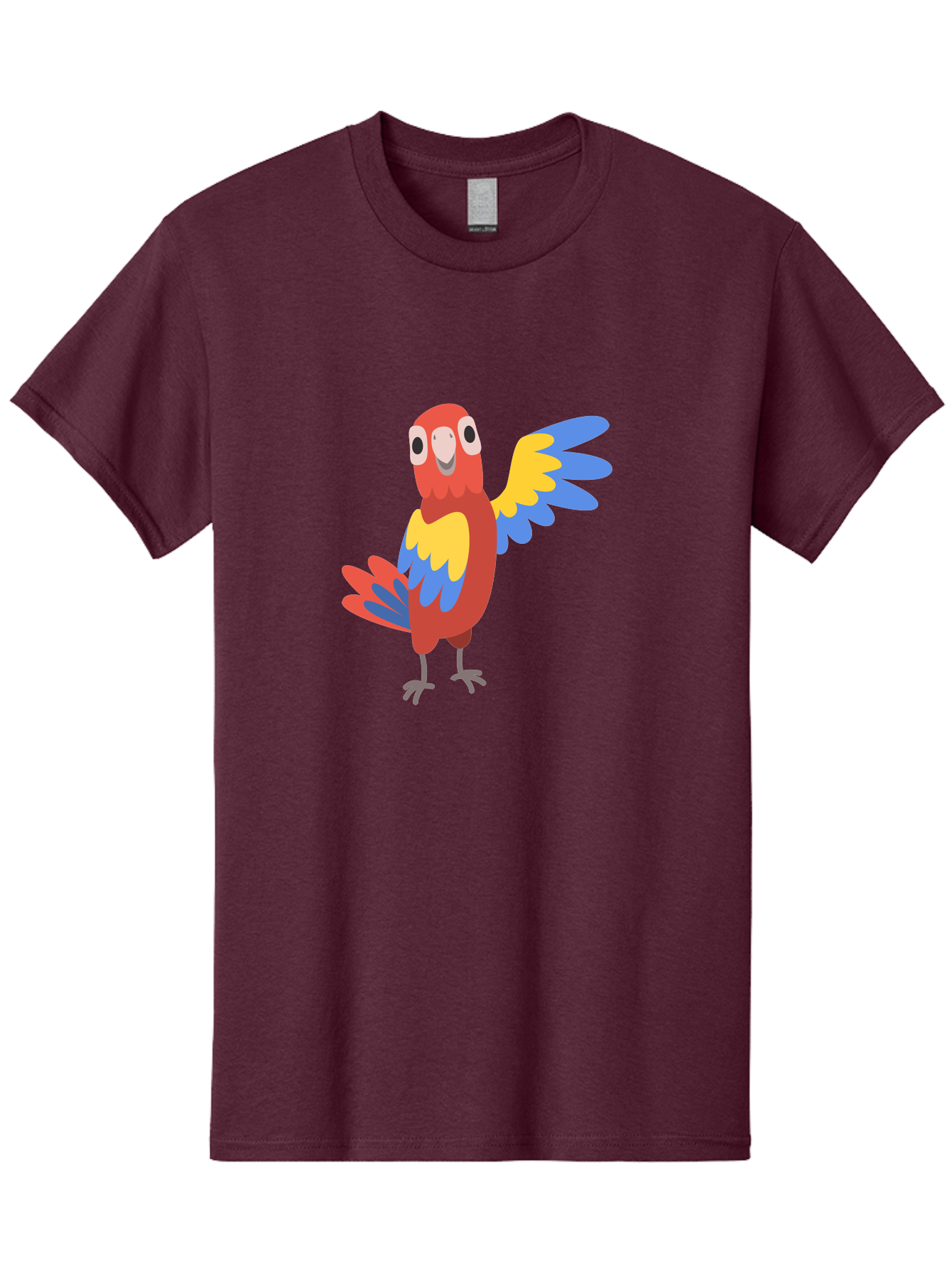 Parrot-1 Men'S Graphic Tee, 100% Cotton, Comfortable Casual Summer Wear, Machine Washable, Colorful Parrot, Cartoon Bird, Vibrant Red, Yellow, Blue Hues, Playful Wings, Happy Expression, Animated Character, Whimsical Design, Quirky Style Aab847
