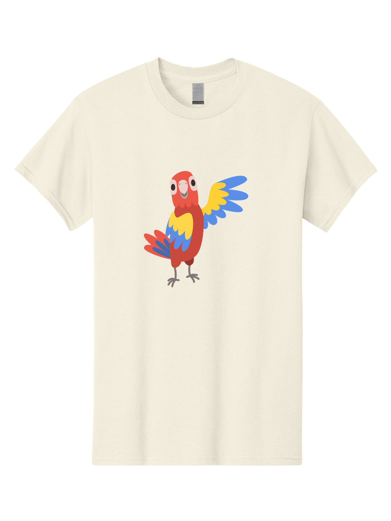 Parrot-1 Men'S Graphic Tee, 100% Cotton, Comfortable Casual Summer Wear, Machine Washable, Colorful Parrot, Cartoon Bird, Vibrant Red, Yellow, Blue Hues, Playful Wings, Happy Expression, Animated Character, Whimsical Design, Quirky Style Aab847