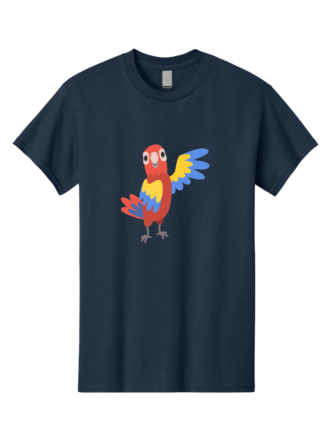 Parrot-1 Men'S Graphic Tee, 100% Cotton, Comfortable Casual Summer Wear, Machine Washable, Colorful Parrot, Cartoon Bird, Vibrant Red, Yellow, Blue Hues, Playful Wings, Happy Expression, Animated Character, Whimsical Design, Quirky Style Aab847