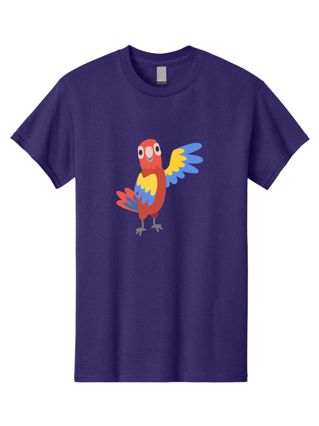Parrot-1 Men'S Graphic Tee, 100% Cotton, Comfortable Casual Summer Wear, Machine Washable, Colorful Parrot, Cartoon Bird, Vibrant Red, Yellow, Blue Hues, Playful Wings, Happy Expression, Animated Character, Whimsical Design, Quirky Style Aab847