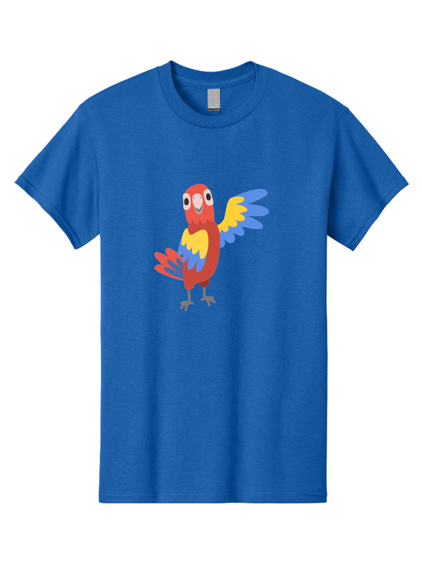 Parrot-1 Men'S Graphic Tee, 100% Cotton, Comfortable Casual Summer Wear, Machine Washable, Colorful Parrot, Cartoon Bird, Vibrant Red, Yellow, Blue Hues, Playful Wings, Happy Expression, Animated Character, Whimsical Design, Quirky Style Aab847