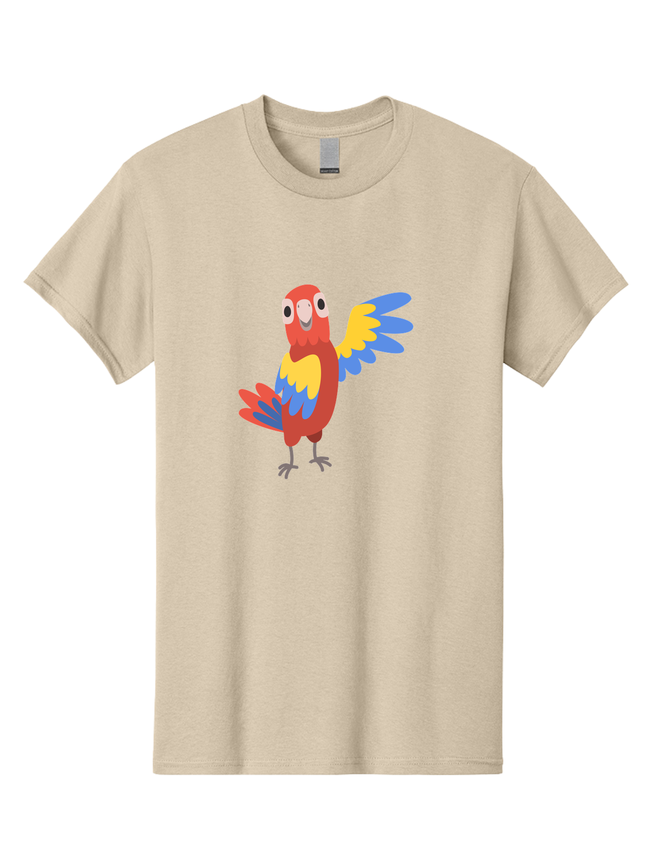 Parrot-1 Men'S Graphic Tee, 100% Cotton, Comfortable Casual Summer Wear, Machine Washable, Colorful Parrot, Cartoon Bird, Vibrant Red, Yellow, Blue Hues, Playful Wings, Happy Expression, Animated Character, Whimsical Design, Quirky Style Aab847