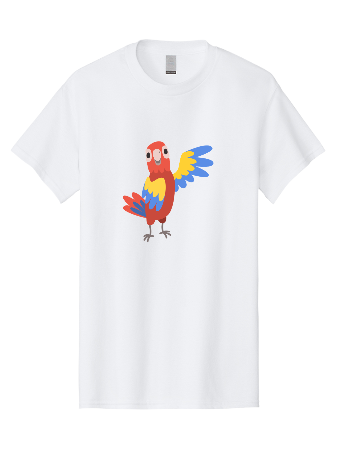 Parrot-1 Men'S Graphic Tee, 100% Cotton, Comfortable Casual Summer Wear, Machine Washable, Colorful Parrot, Cartoon Bird, Vibrant Red, Yellow, Blue Hues, Playful Wings, Happy Expression, Animated Character, Whimsical Design, Quirky Style Aab847