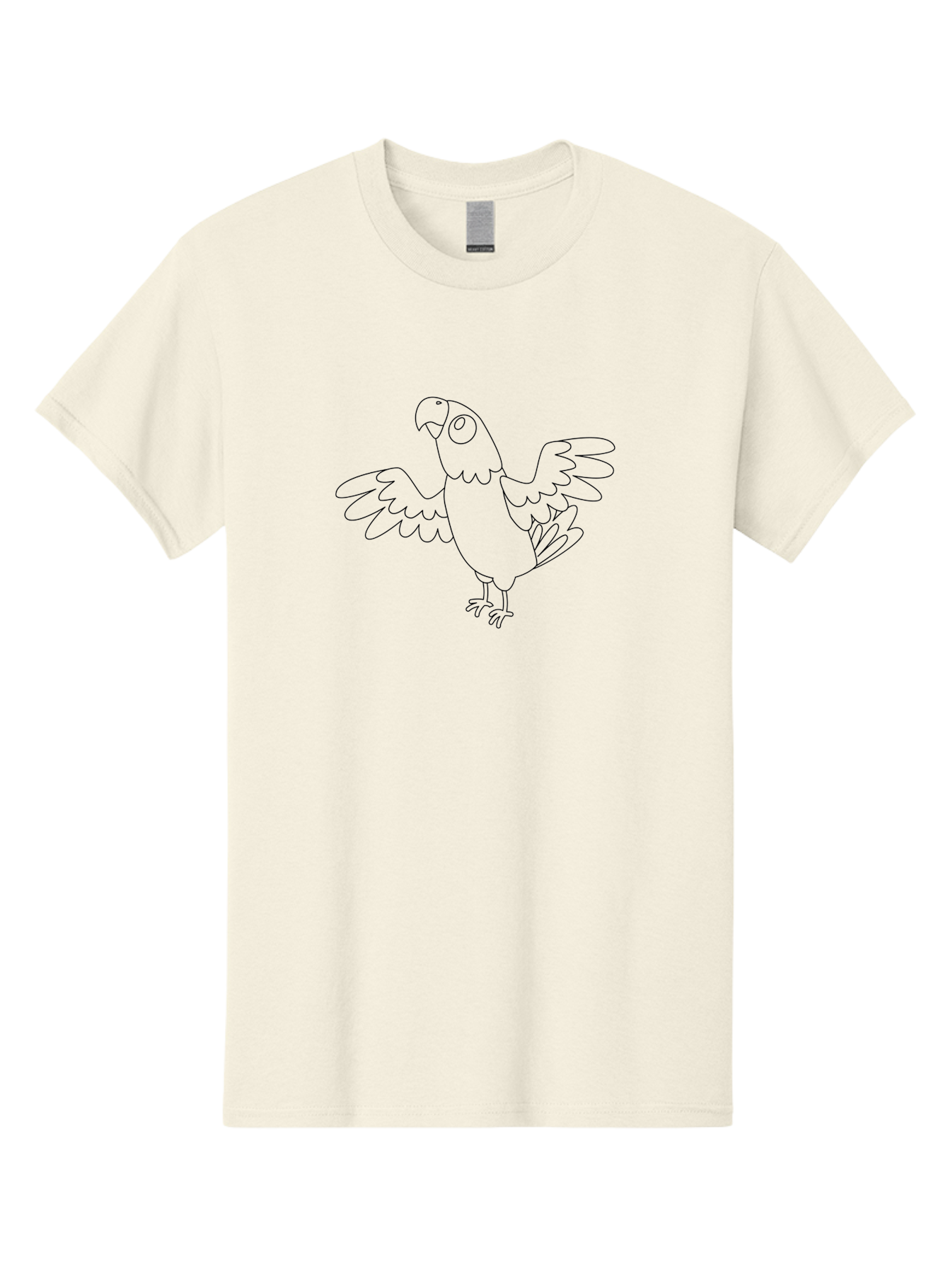 Parrot-10 Men'S Graphic Tee, 100% Cotton, Comfortable Casual Summer Wear, Machine Washable, Simple Parrot Illustration, Outline Drawing, Bird With Wings, Cartoon Parrot, Parrot Coloring Page, Simple Bird Drawing, Parrot Graphic Aab848