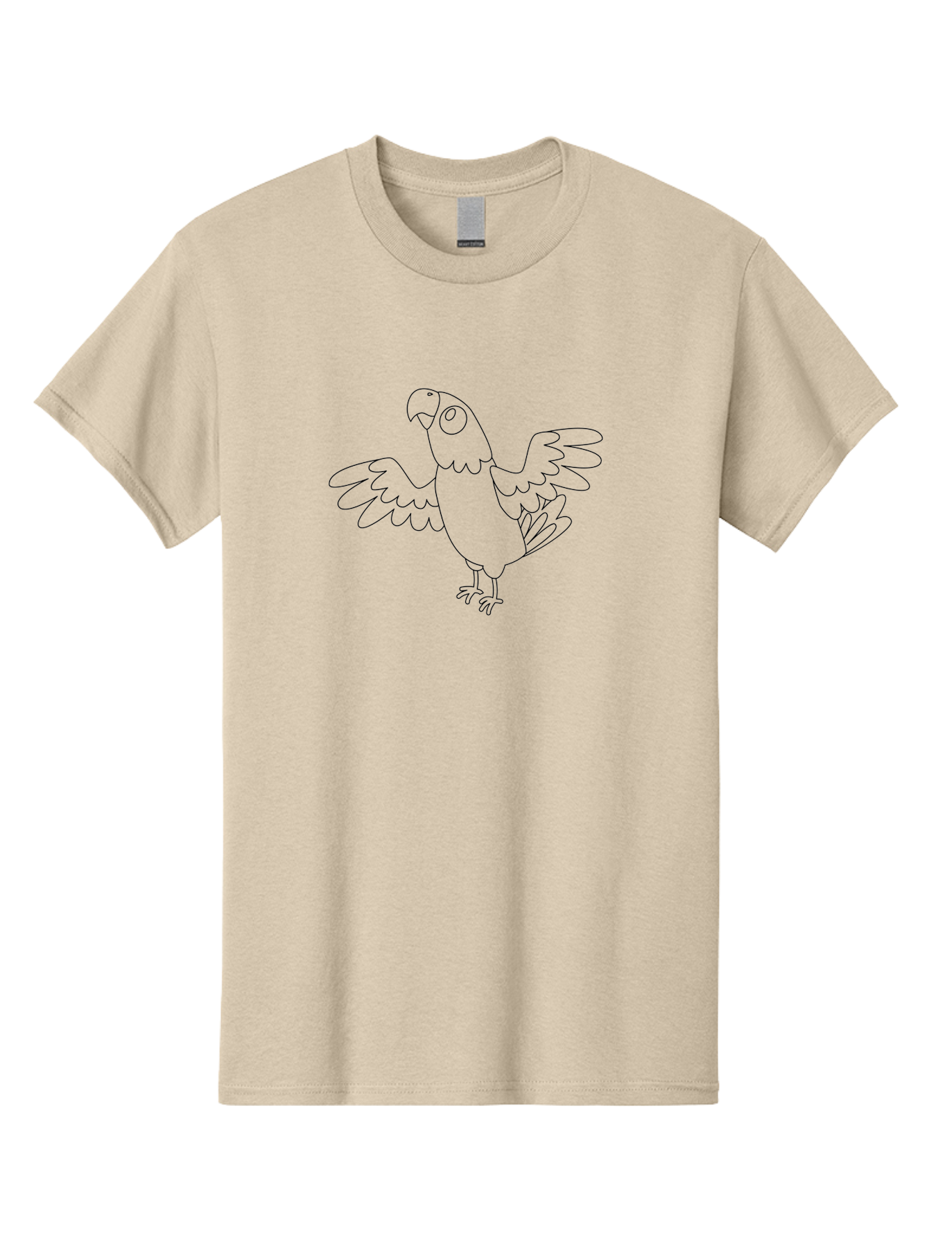 Parrot-10 Men'S Graphic Tee, 100% Cotton, Comfortable Casual Summer Wear, Machine Washable, Simple Parrot Illustration, Outline Drawing, Bird With Wings, Cartoon Parrot, Parrot Coloring Page, Simple Bird Drawing, Parrot Graphic Aab848