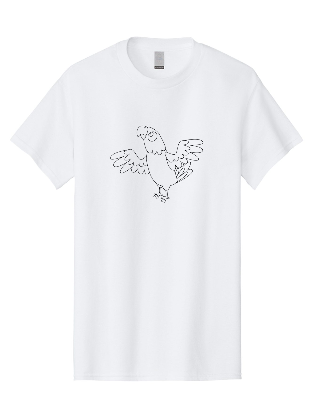 Parrot-10 Men'S Graphic Tee, 100% Cotton, Comfortable Casual Summer Wear, Machine Washable, Simple Parrot Illustration, Outline Drawing, Bird With Wings, Cartoon Parrot, Parrot Coloring Page, Simple Bird Drawing, Parrot Graphic Aab848