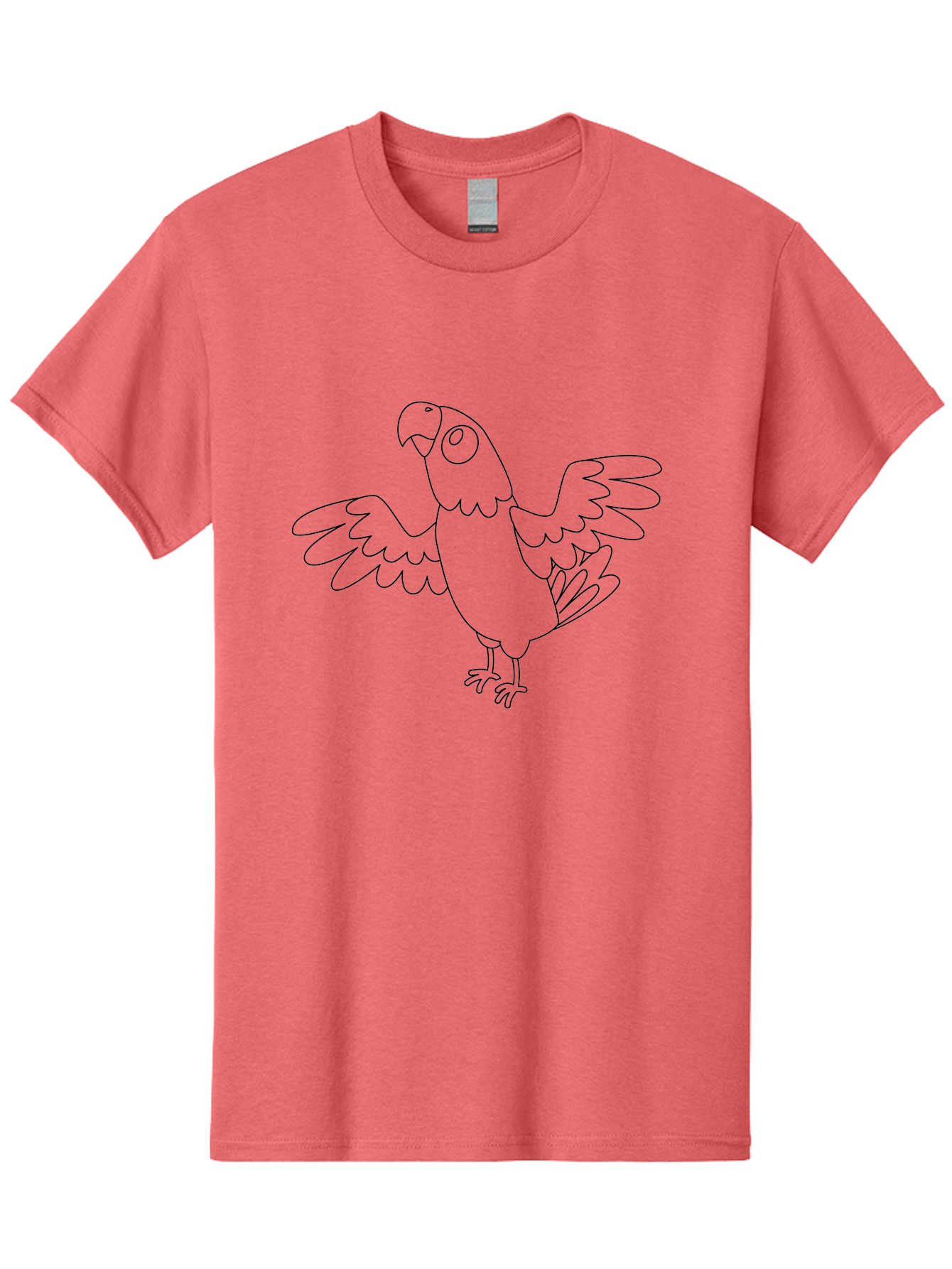 Parrot-11 Men'S Graphic Tee, 100% Cotton, Comfortable Casual Summer Wear, Machine Washable, Parrot With Spread Wings, Bird Outline, Cartoon Parrot, Simple Illustration, Minimalist Design, Wildlife Illustration Aab849