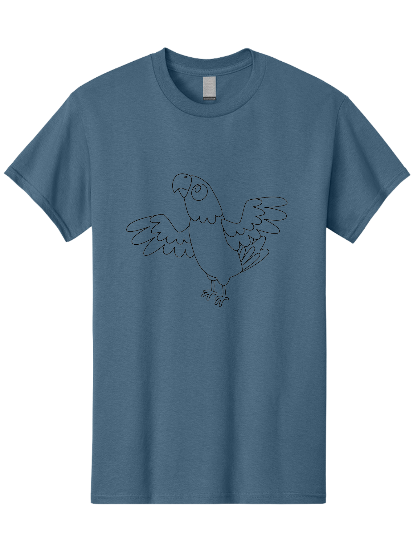 Parrot-11 Men'S Graphic Tee, 100% Cotton, Comfortable Casual Summer Wear, Machine Washable, Parrot With Spread Wings, Bird Outline, Cartoon Parrot, Simple Illustration, Minimalist Design, Wildlife Illustration Aab849