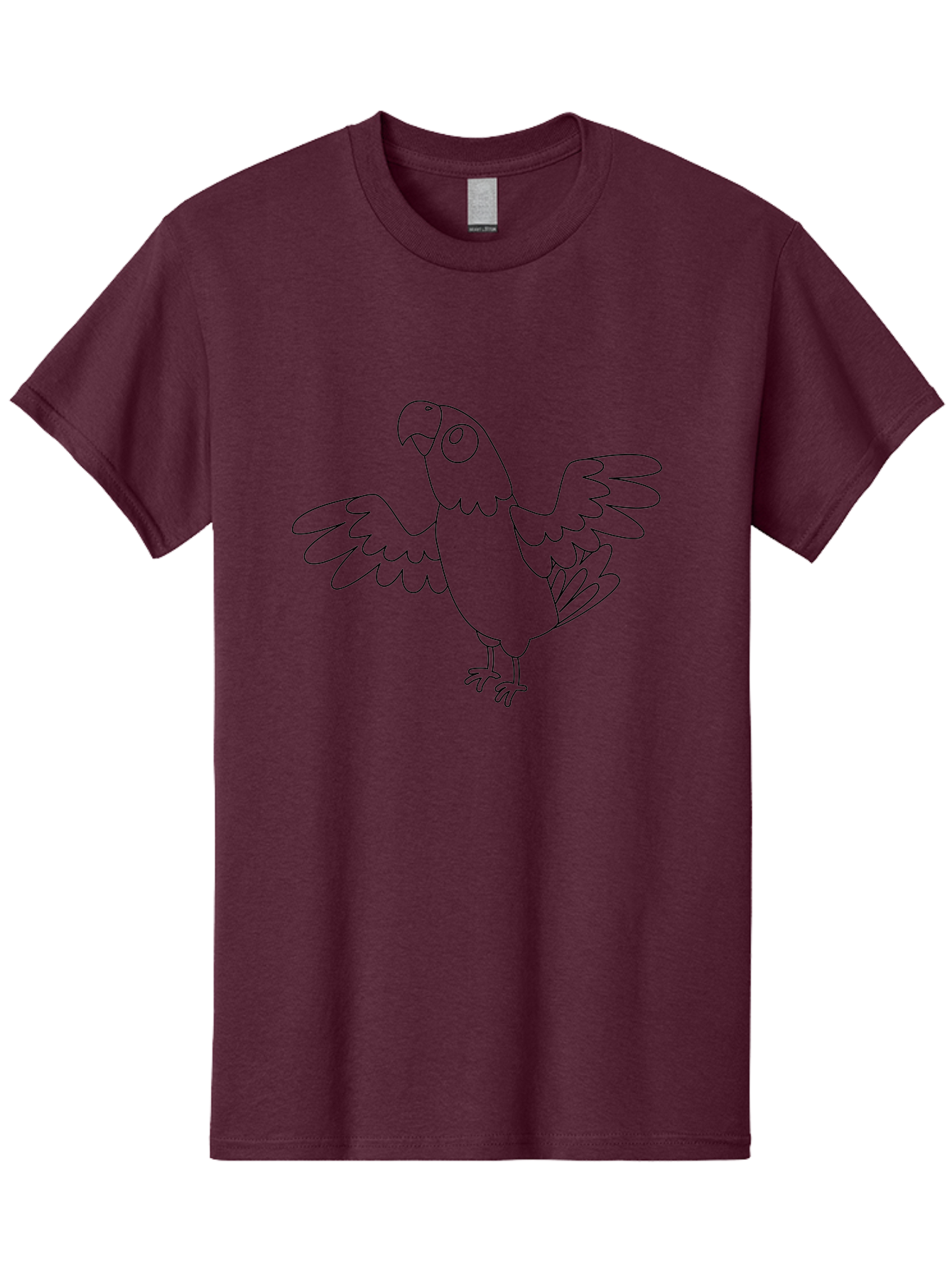 Parrot-11 Men'S Graphic Tee, 100% Cotton, Comfortable Casual Summer Wear, Machine Washable, Parrot With Spread Wings, Bird Outline, Cartoon Parrot, Simple Illustration, Minimalist Design, Wildlife Illustration Aab849