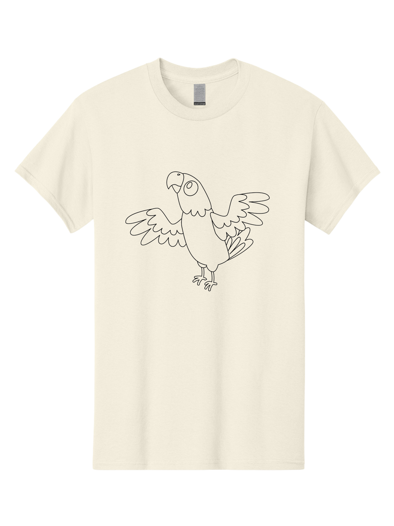 Parrot-11 Men'S Graphic Tee, 100% Cotton, Comfortable Casual Summer Wear, Machine Washable, Parrot With Spread Wings, Bird Outline, Cartoon Parrot, Simple Illustration, Minimalist Design, Wildlife Illustration Aab849